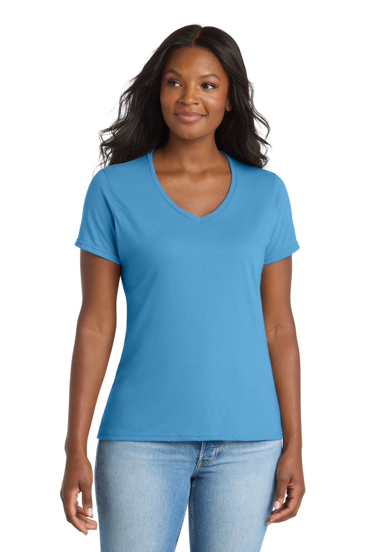 Port & Co Women's Performance Blend V-Neck Tee. LPC381V 10