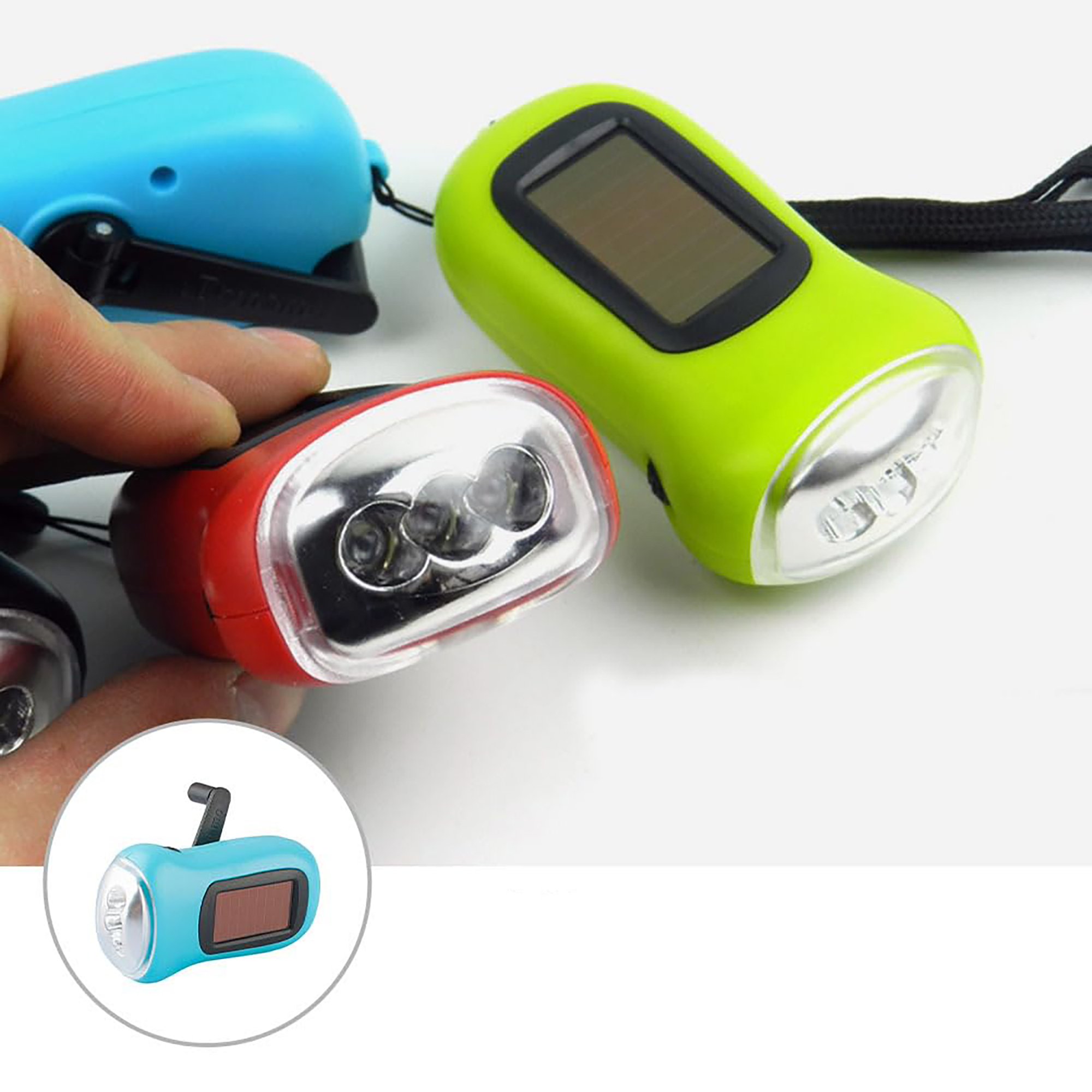 Hand-Crank and Solar Powered Emergency LED Flashlight 1