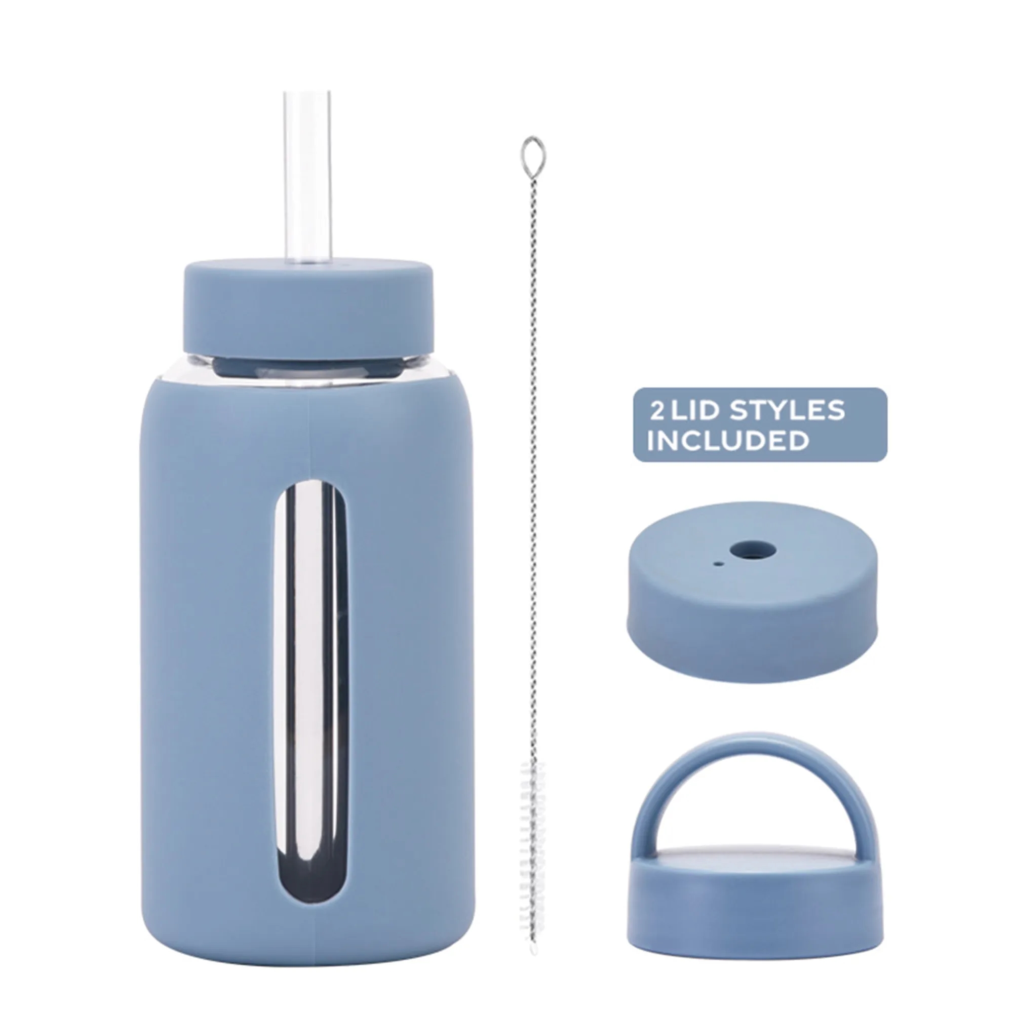 20oz Silicone-Sleeved Glass Tumbler with Straw & Dual Lids 5
