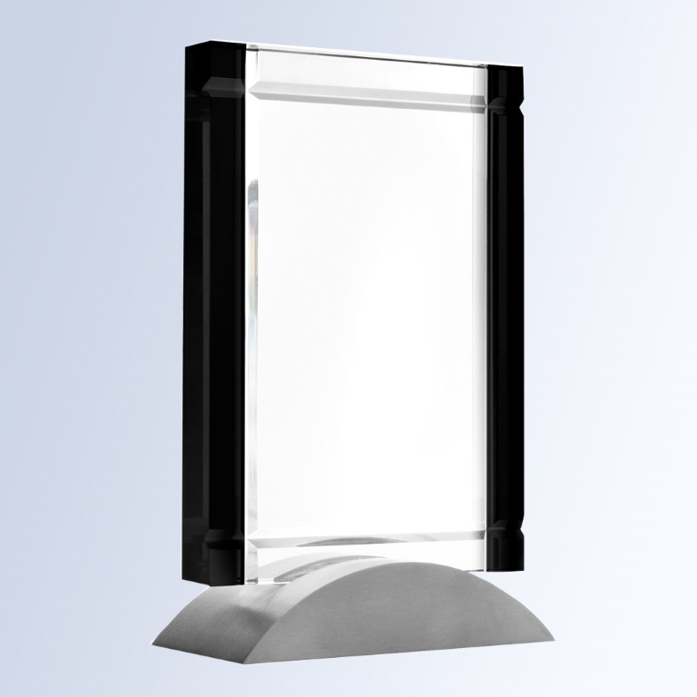 Black Deco Optic Crystal Award w/Aluminum Base
