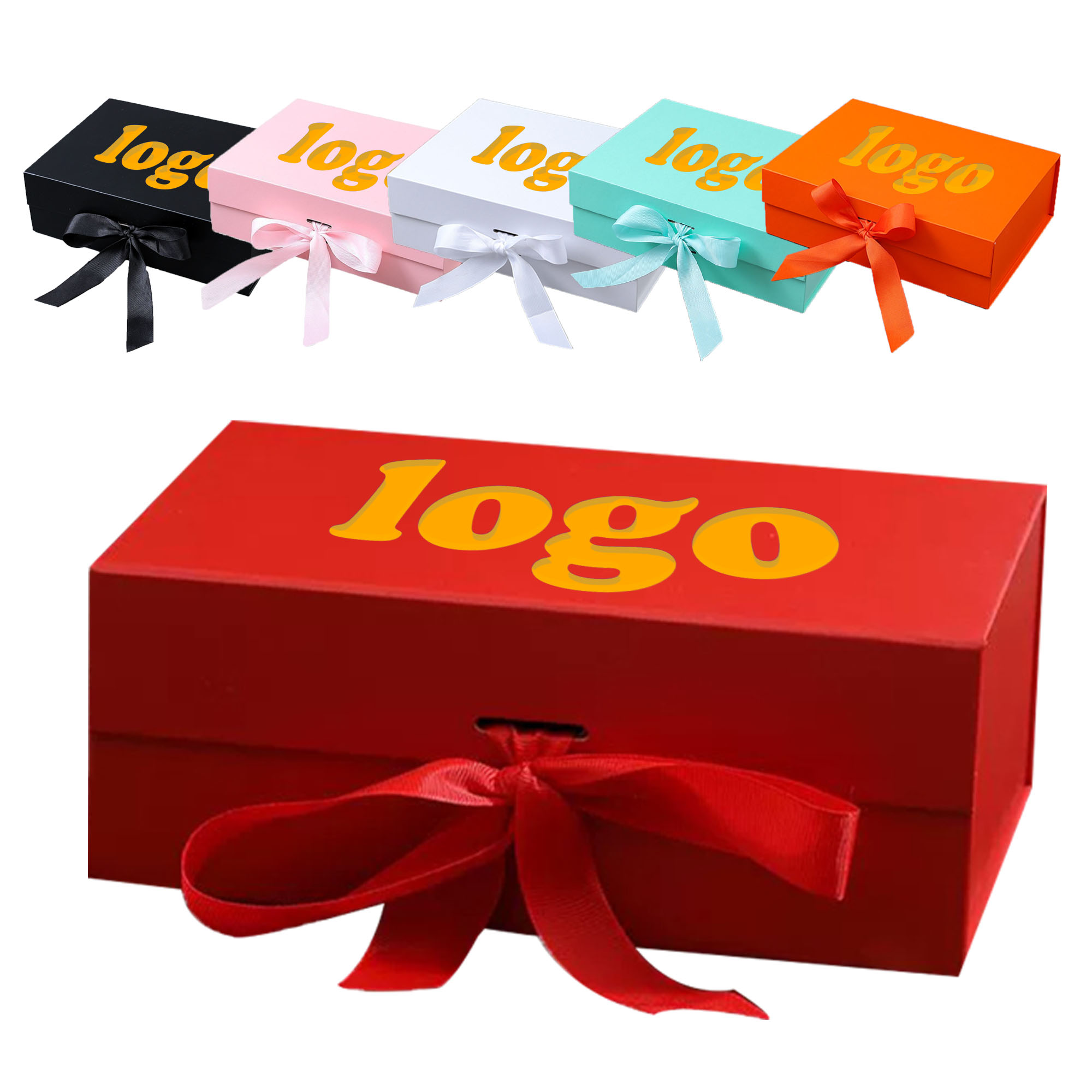Ribbon Magnetic Absorption Solid Color One Piece Gift Box 2