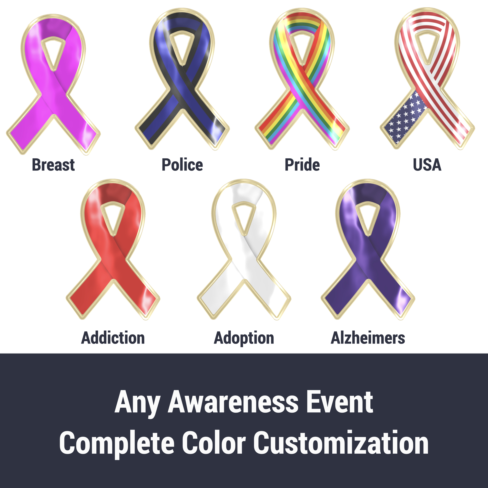 Texture Tone® Ribbon Awareness Shaped Lapel Pin 18
