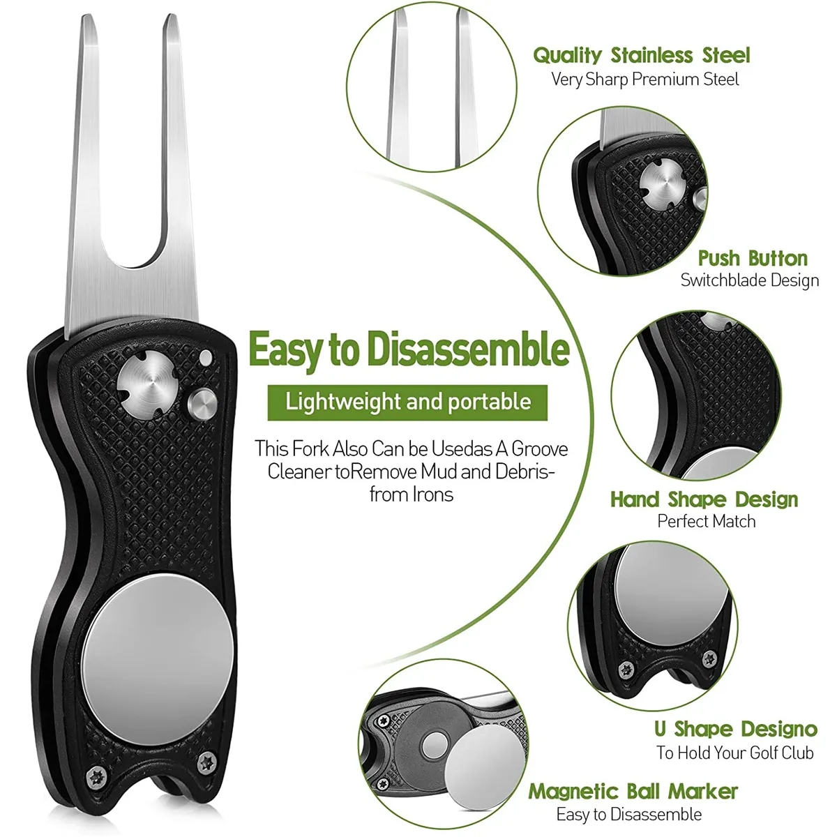 Stainless Steel Foldable Golf Divot Repair Tool 3