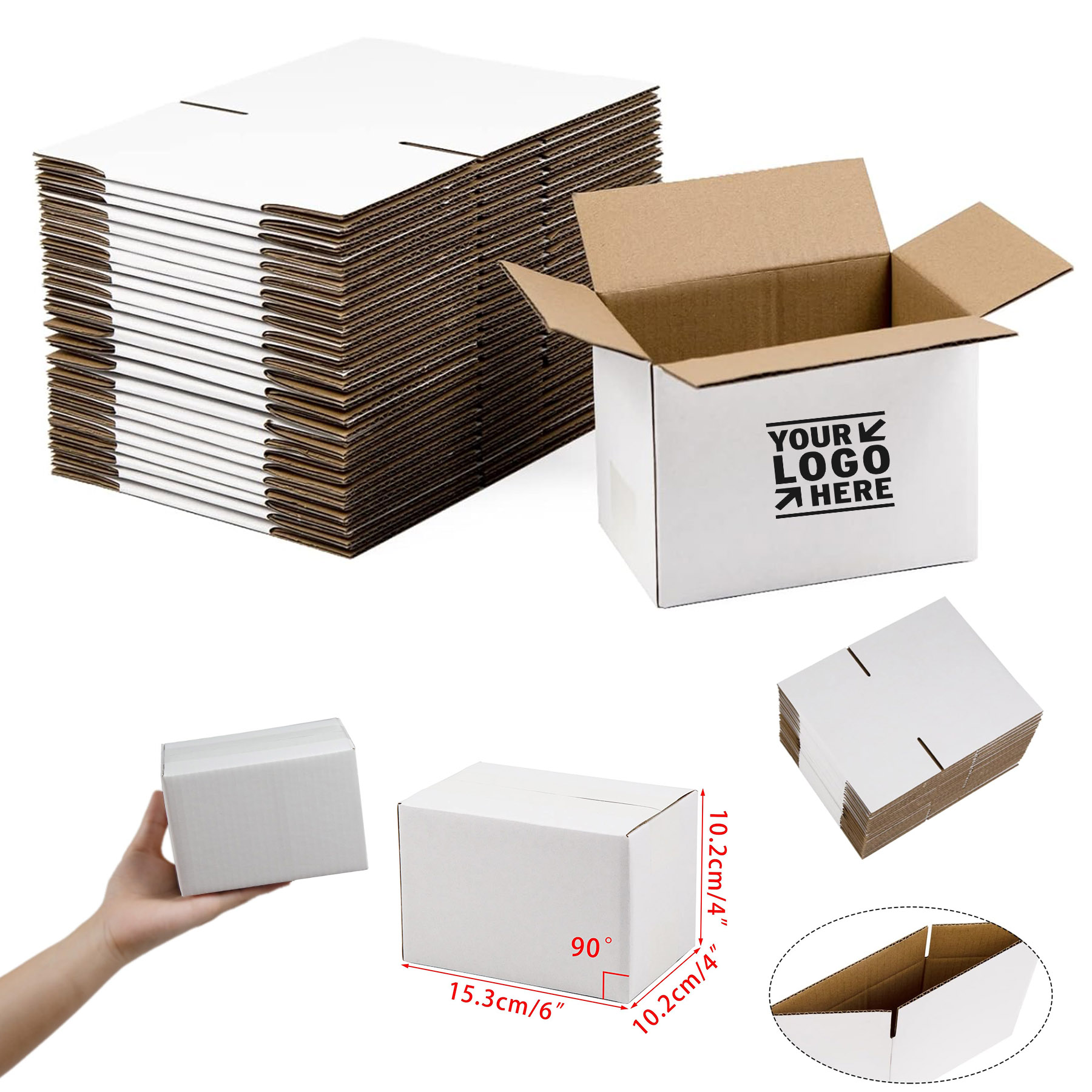 Recyclable 6x4x4 Inches Small White Corrugated Cardboard Bussiness Shipping Box