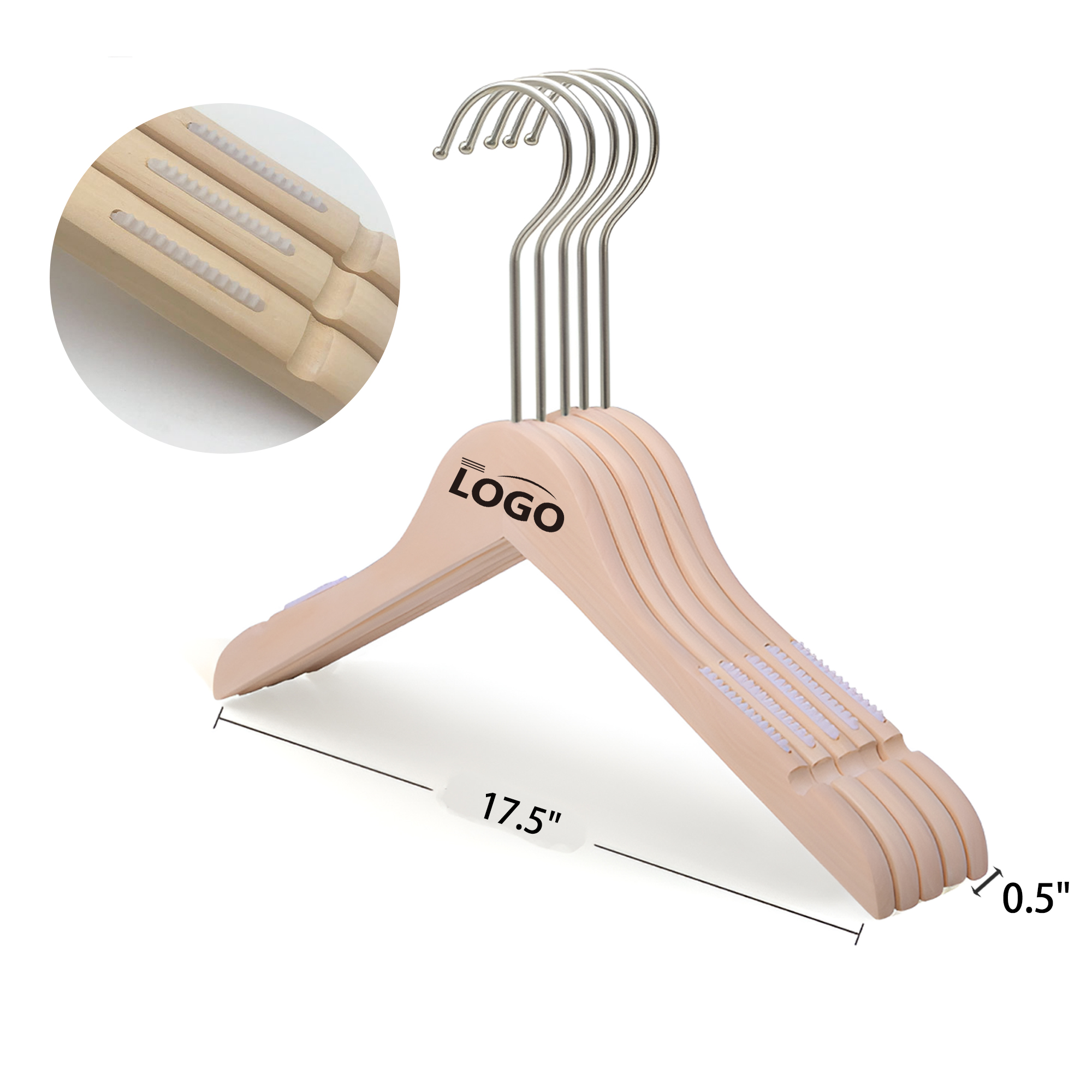 MOQ 50 PCS Natural Solid Wood Hanger 2