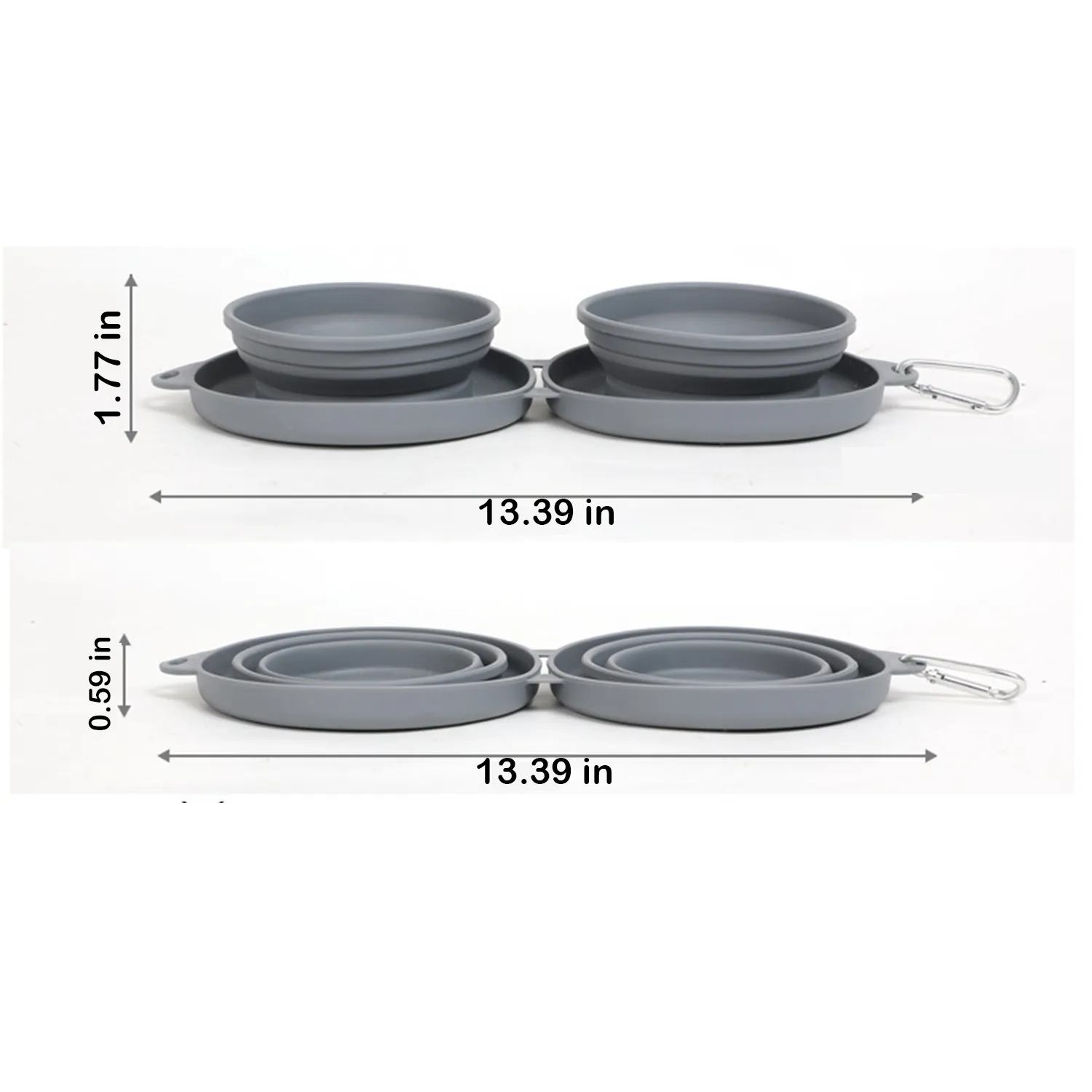 2-in-1 Foldable Pet Bowl with Carabiner 2