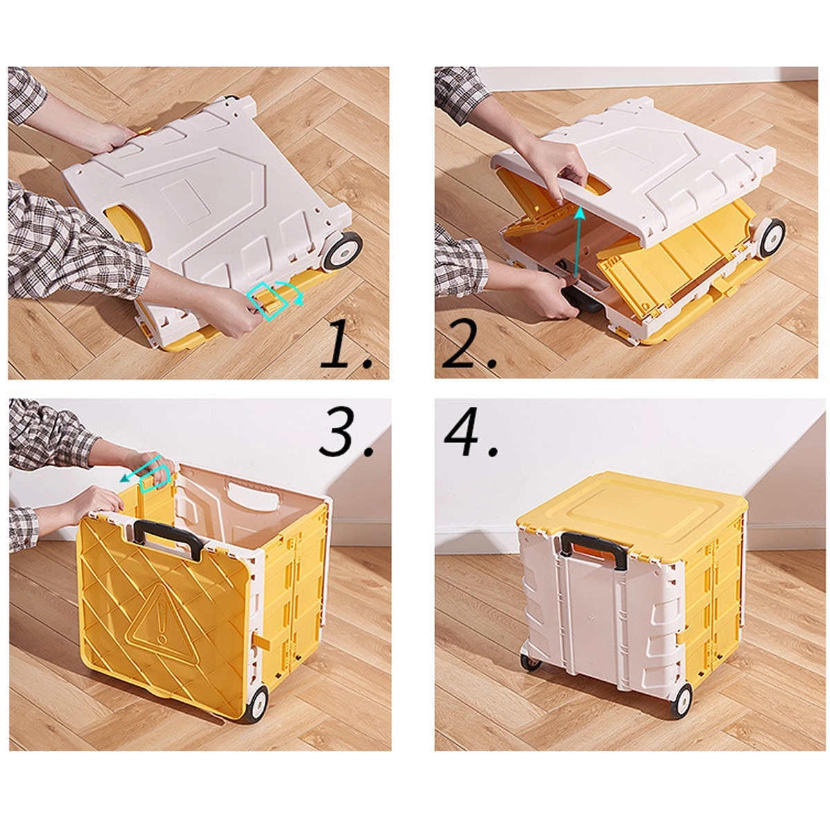 Wheeled Collapsible Basket With Handle 4