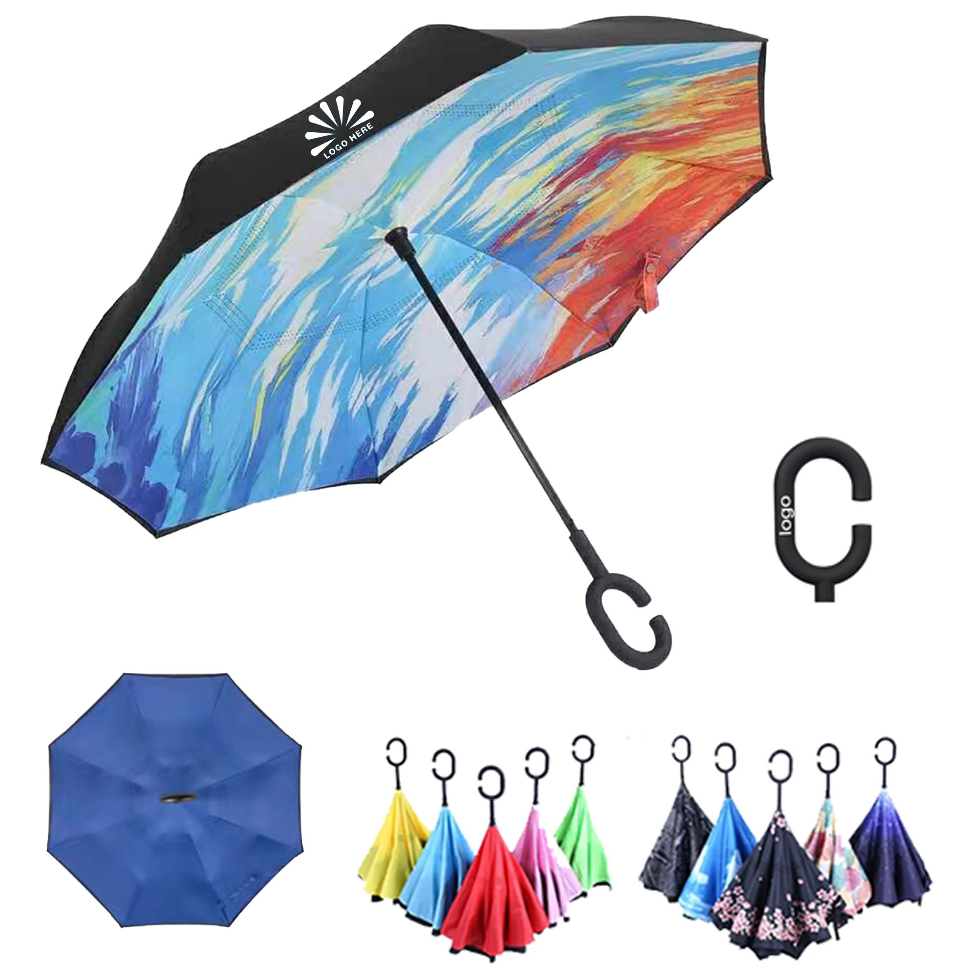Self-Standing Inverted Umbrella w/ C Grip 1