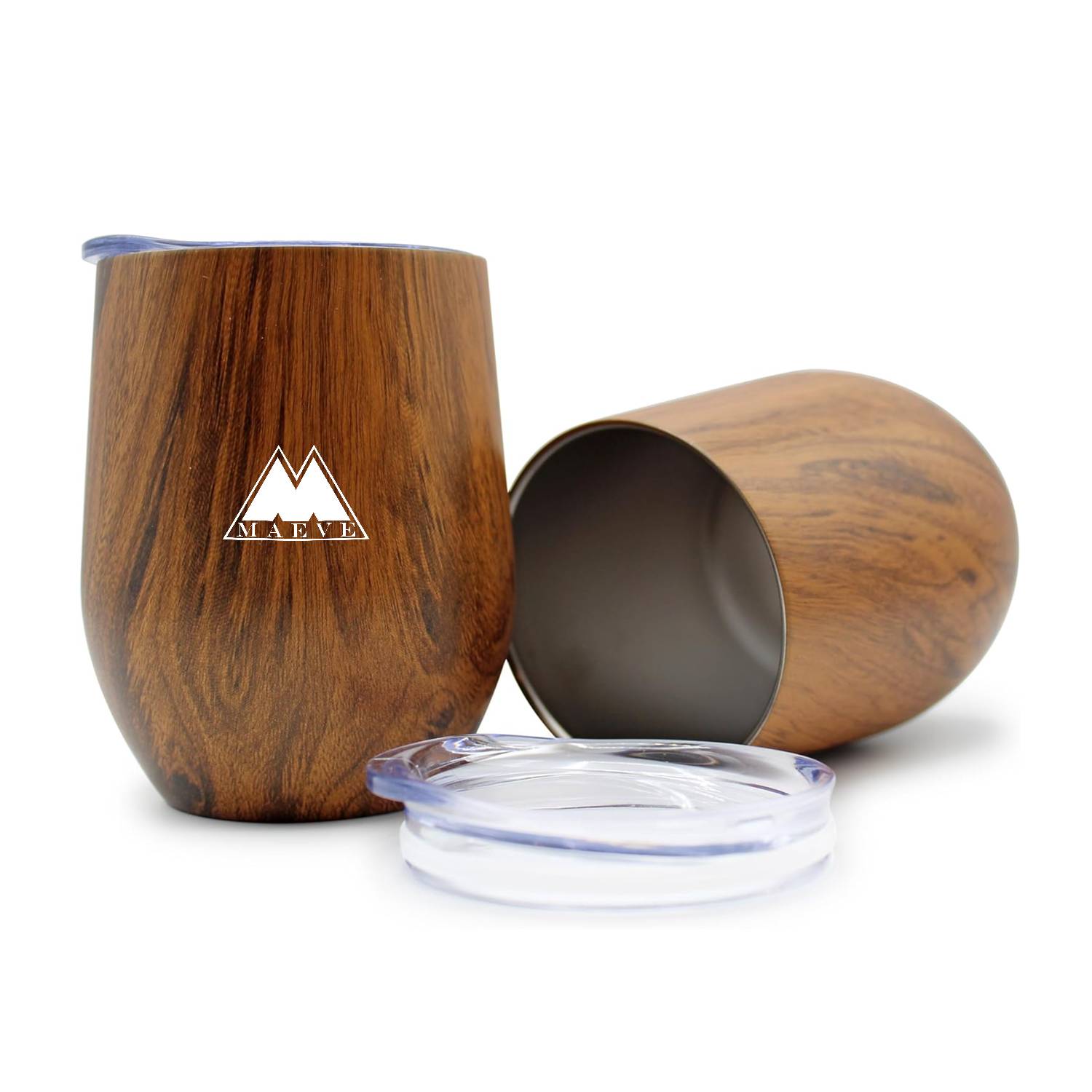 10 oz. Stainless Steel Lined Vacuum Wood Toned Wine Tumbler 1