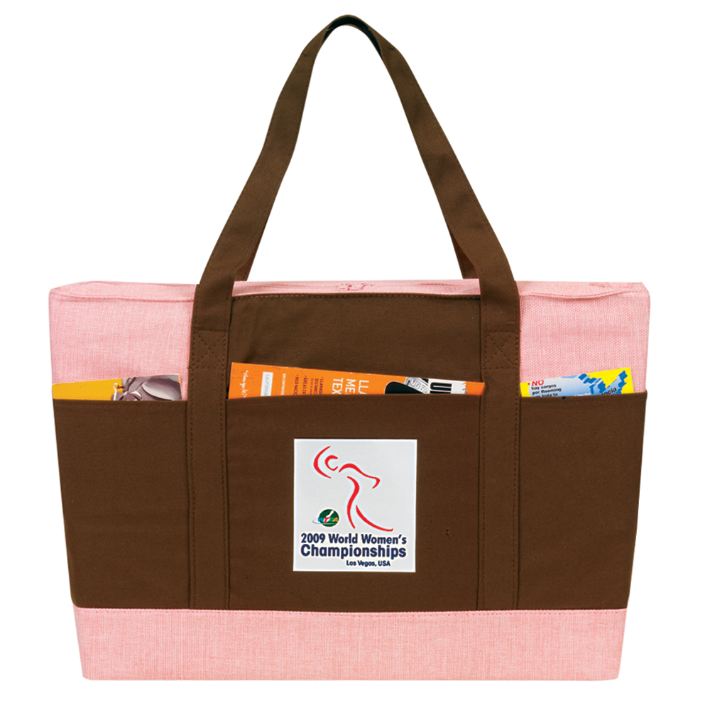 Two-Tone Jute & Canvas Shopping Tote Bag, custom tote bag with logo imprint 4