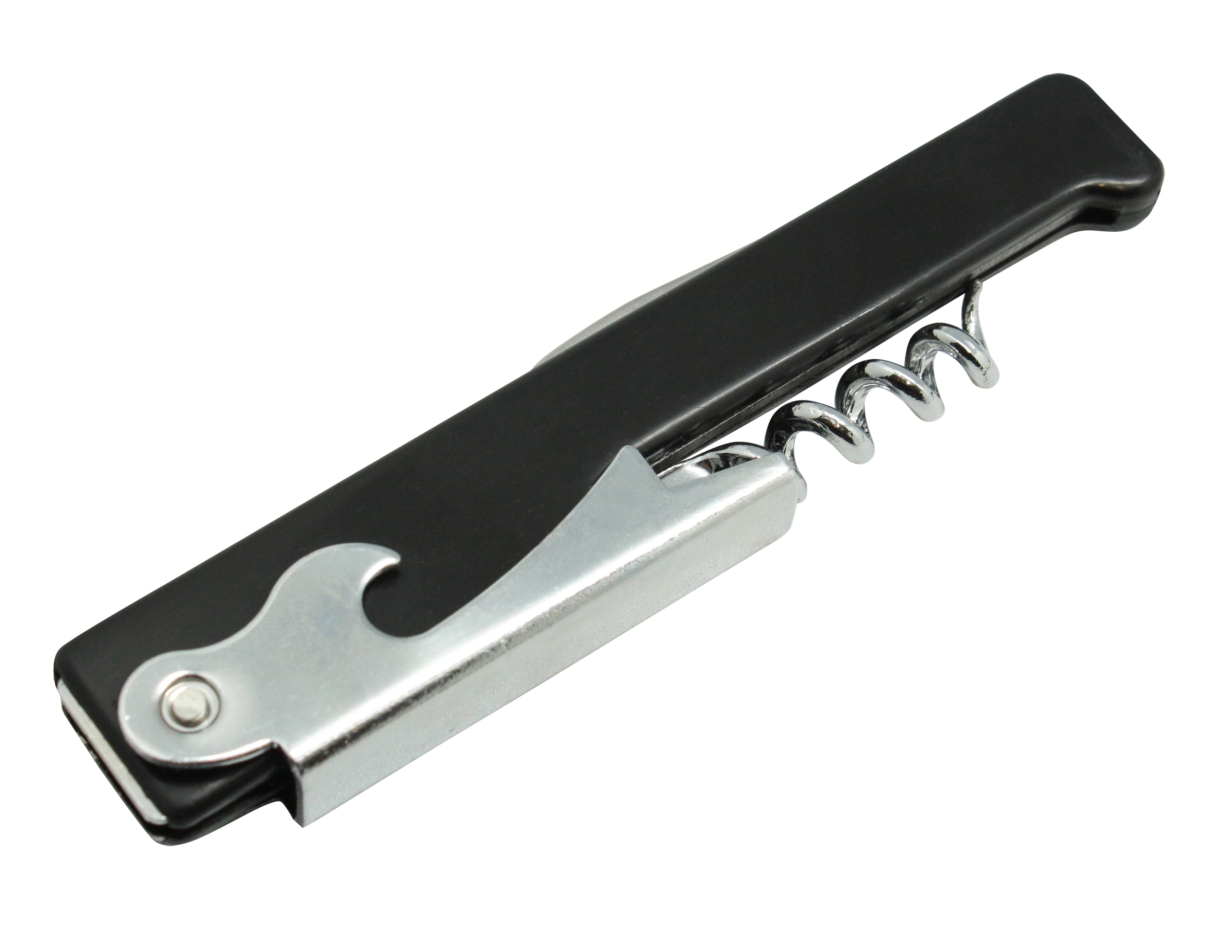 Metal Wine Opener with Corkscrew, Knife, and Plastic Handle 3