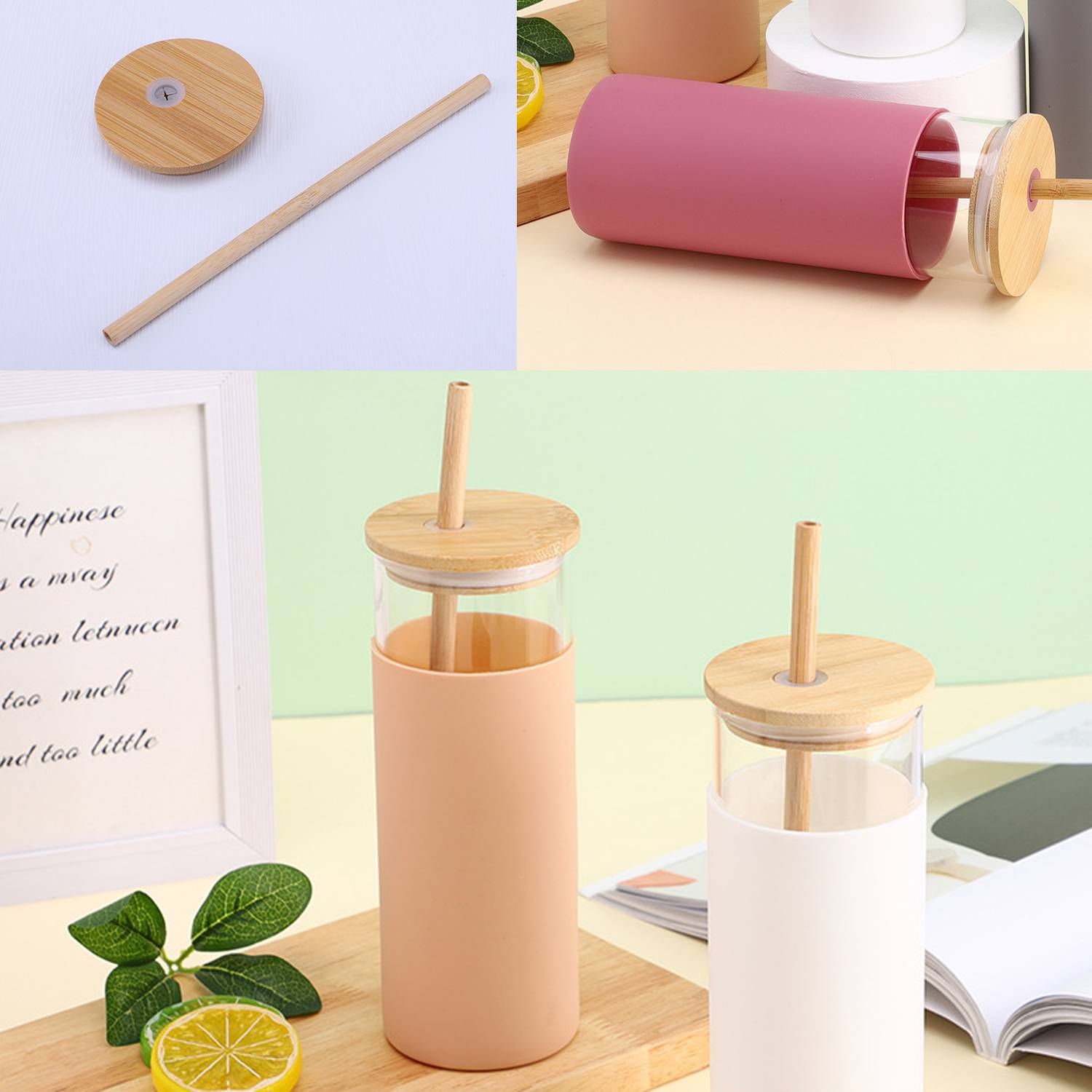 20ounce simple and portable anti-drop glass straw cup 14