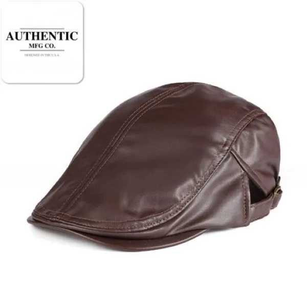 Autumn Winter PU Leather Beret Hat 4