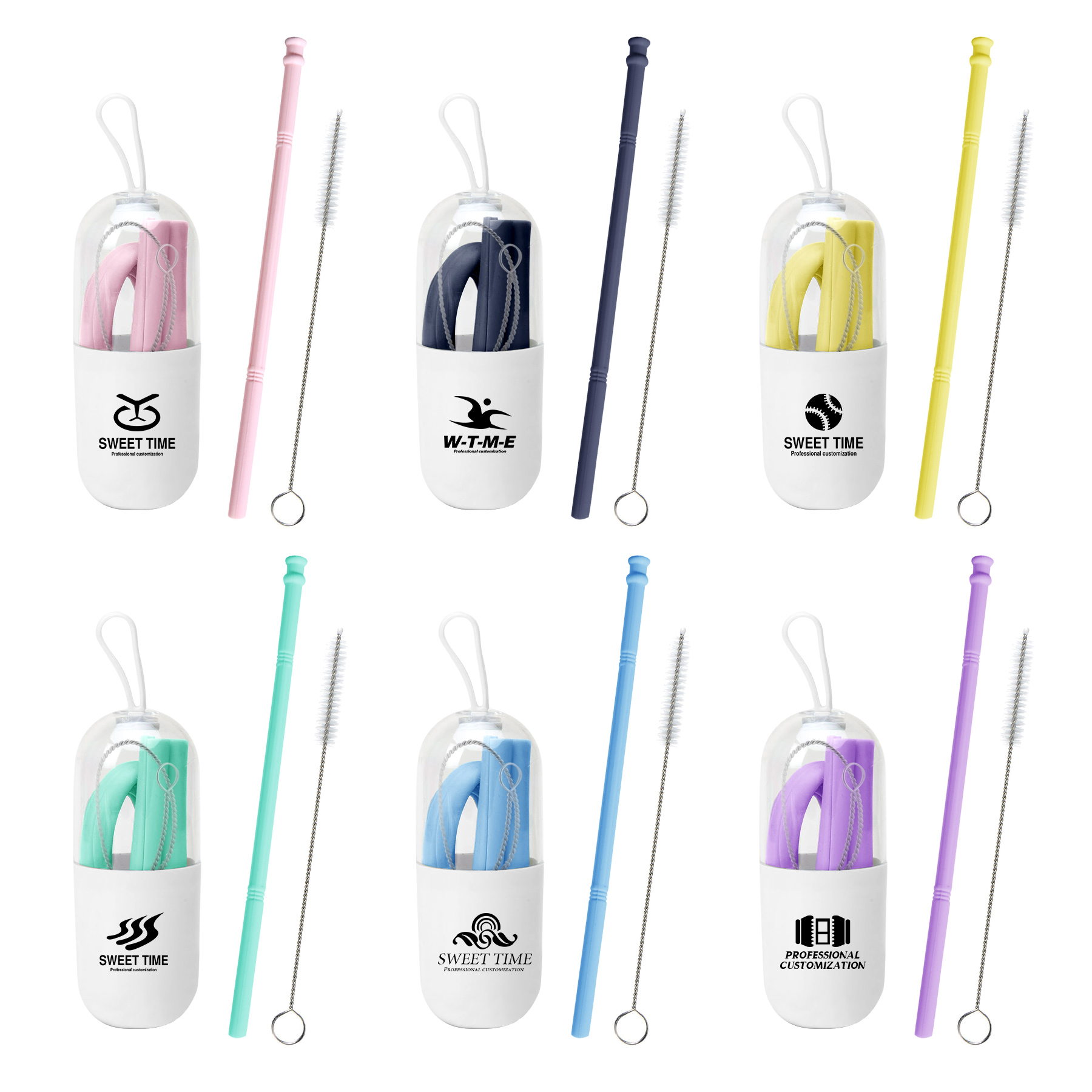 Reusable Silicone Collapsible Straw Kit 1