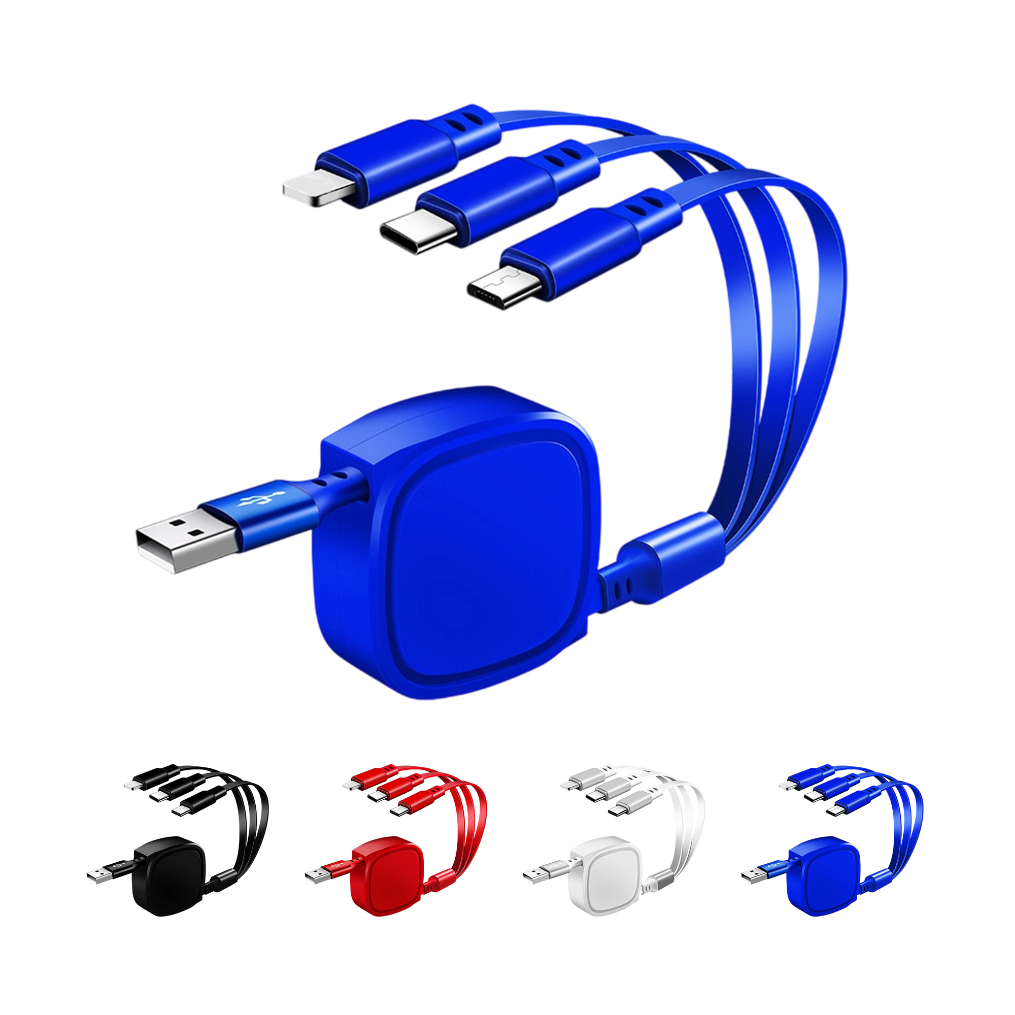 Full Color Stretchable 3" 1 Charging Cable Compact Travel Adapter 6