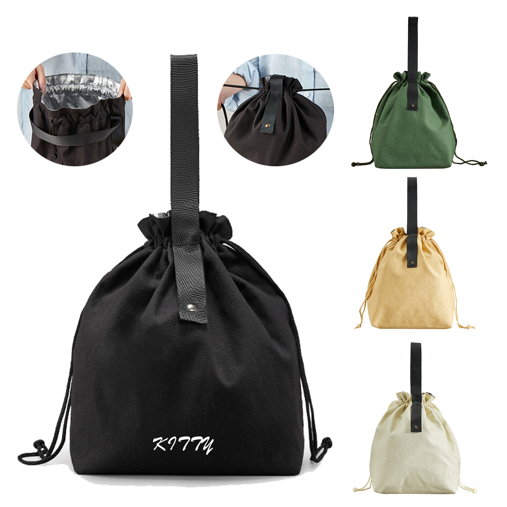 Japanese-Style Drawstring Handheld Portable Lunch Bag