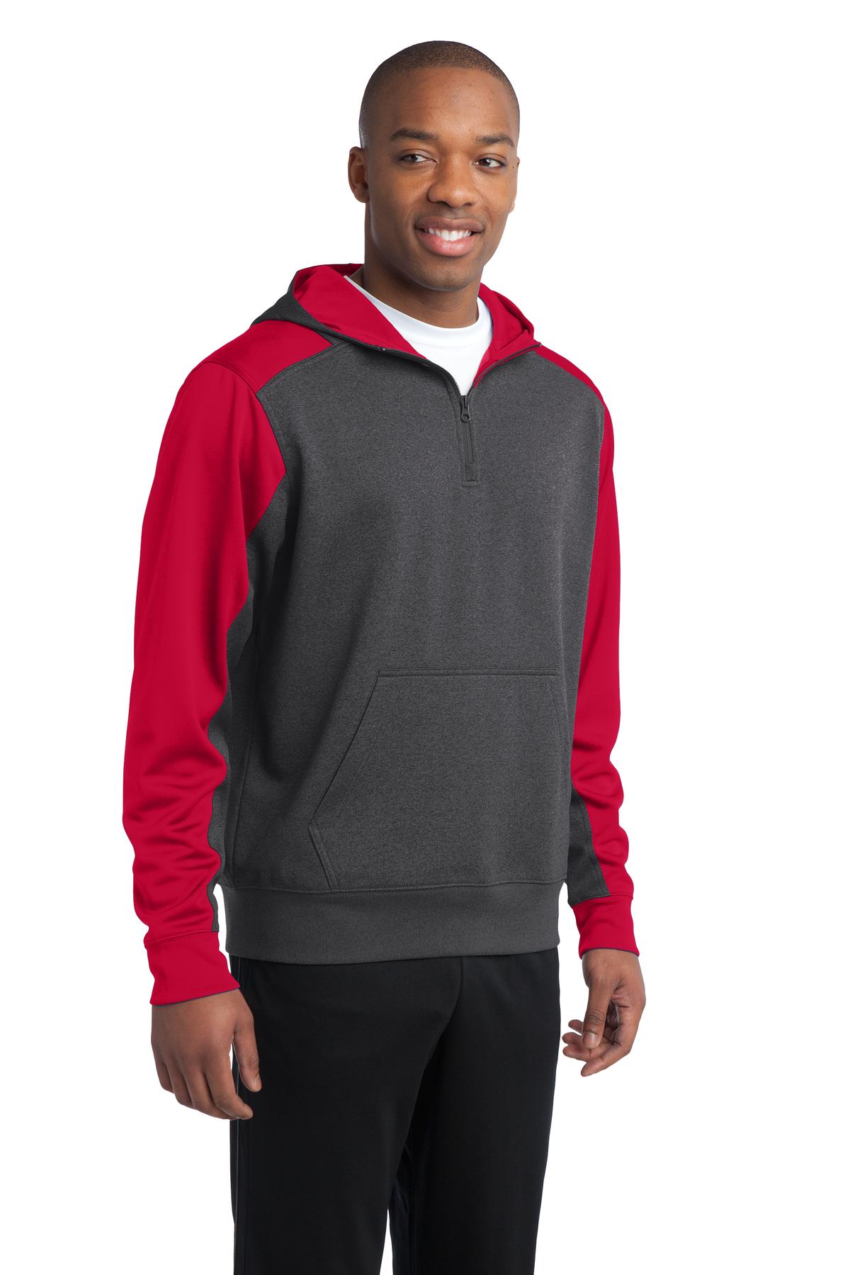 Sport-Tek Tech Fleece Colorblock 1/4-Zip Hooded Sweatshirt. ST249, custom hoodie or sweatshirt with logo imprint 43