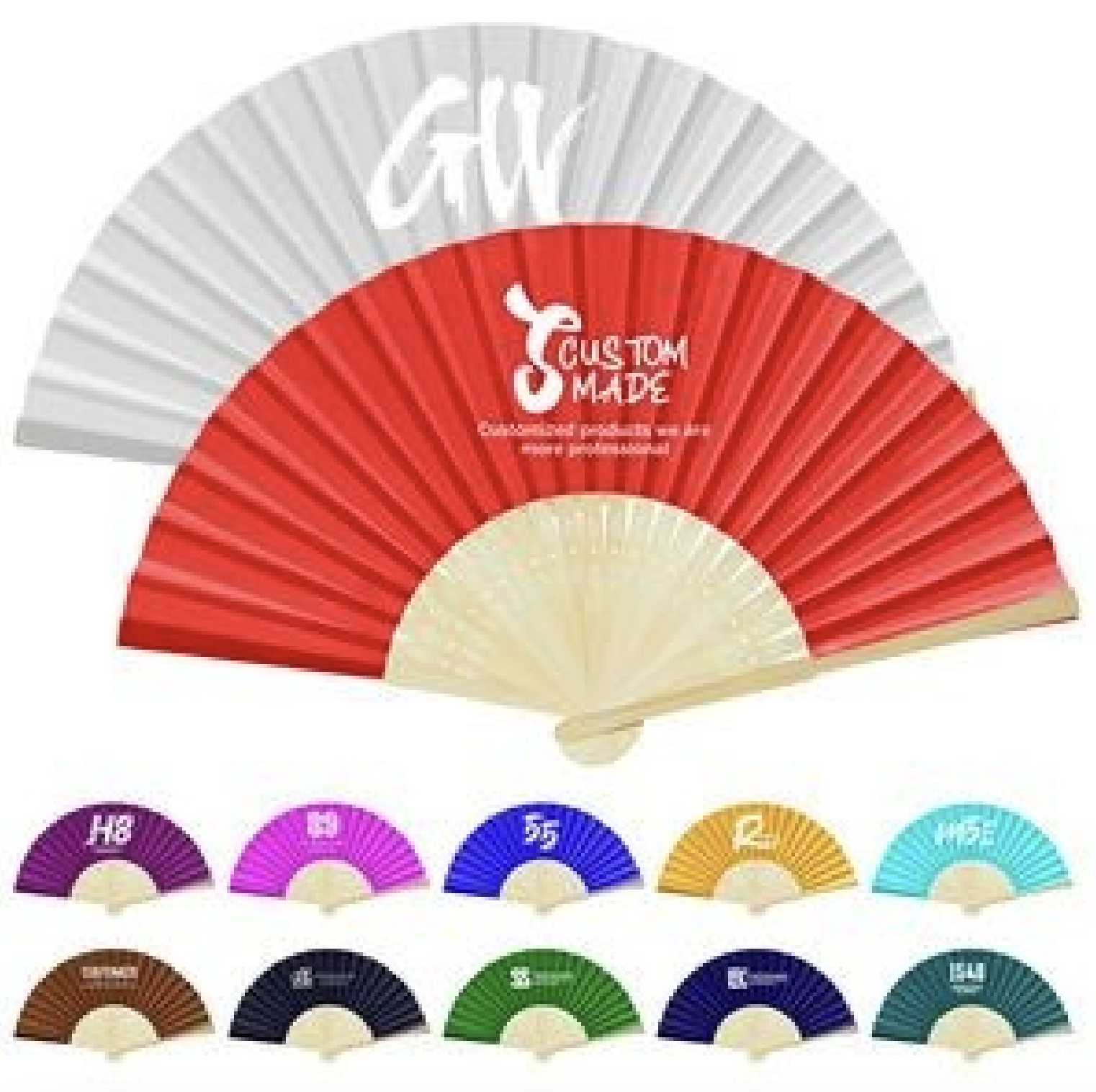 Full-color Folding Bamboo Paper Hand Fan 1