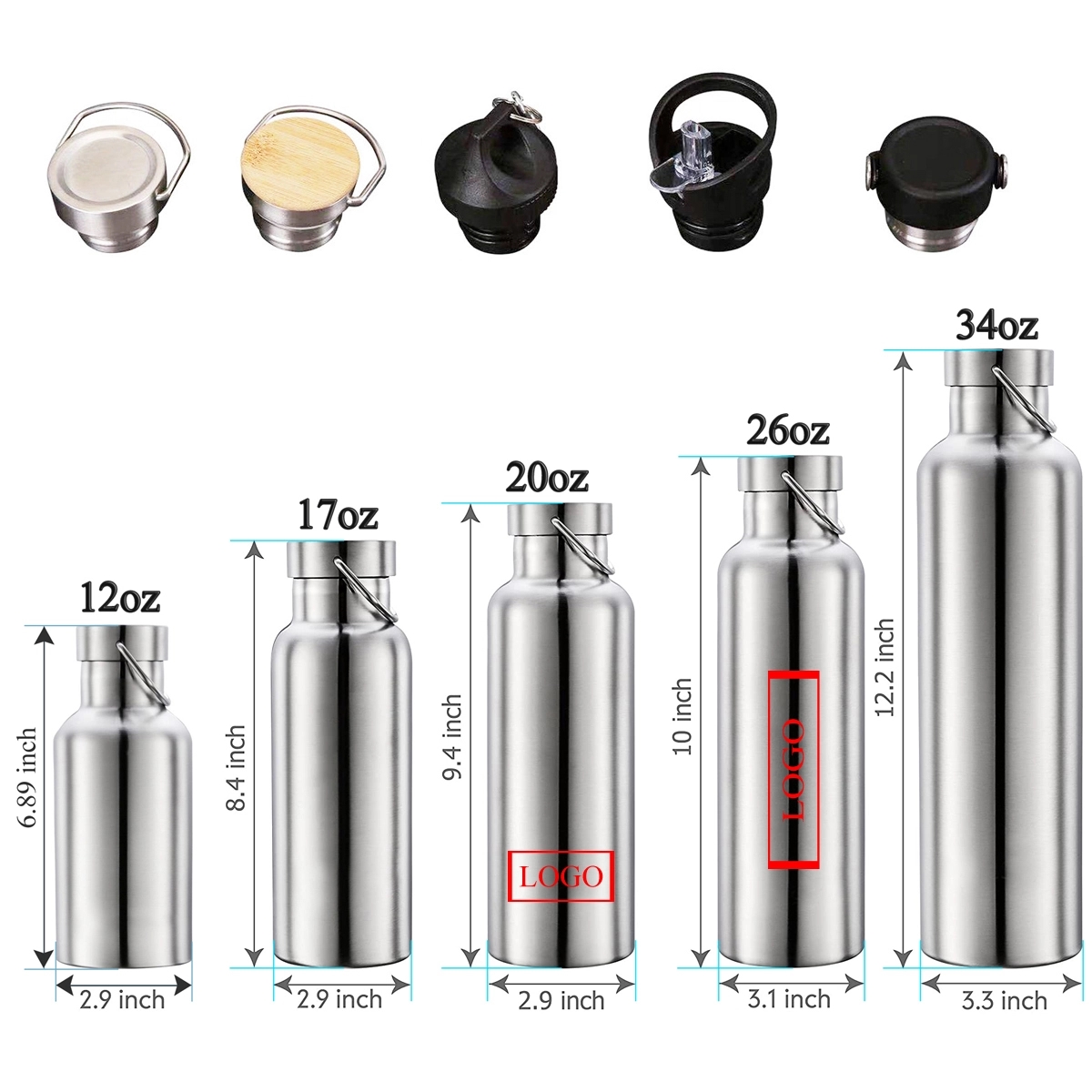 12oz 17oz 20oz 26oz 34oz Stainless Steel Liberty Bottle 6