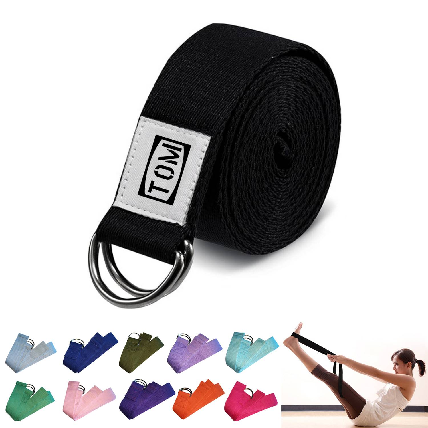 Adjustable D Ring Buckle Non Elastic Gym Fitness Yoga Strap 2