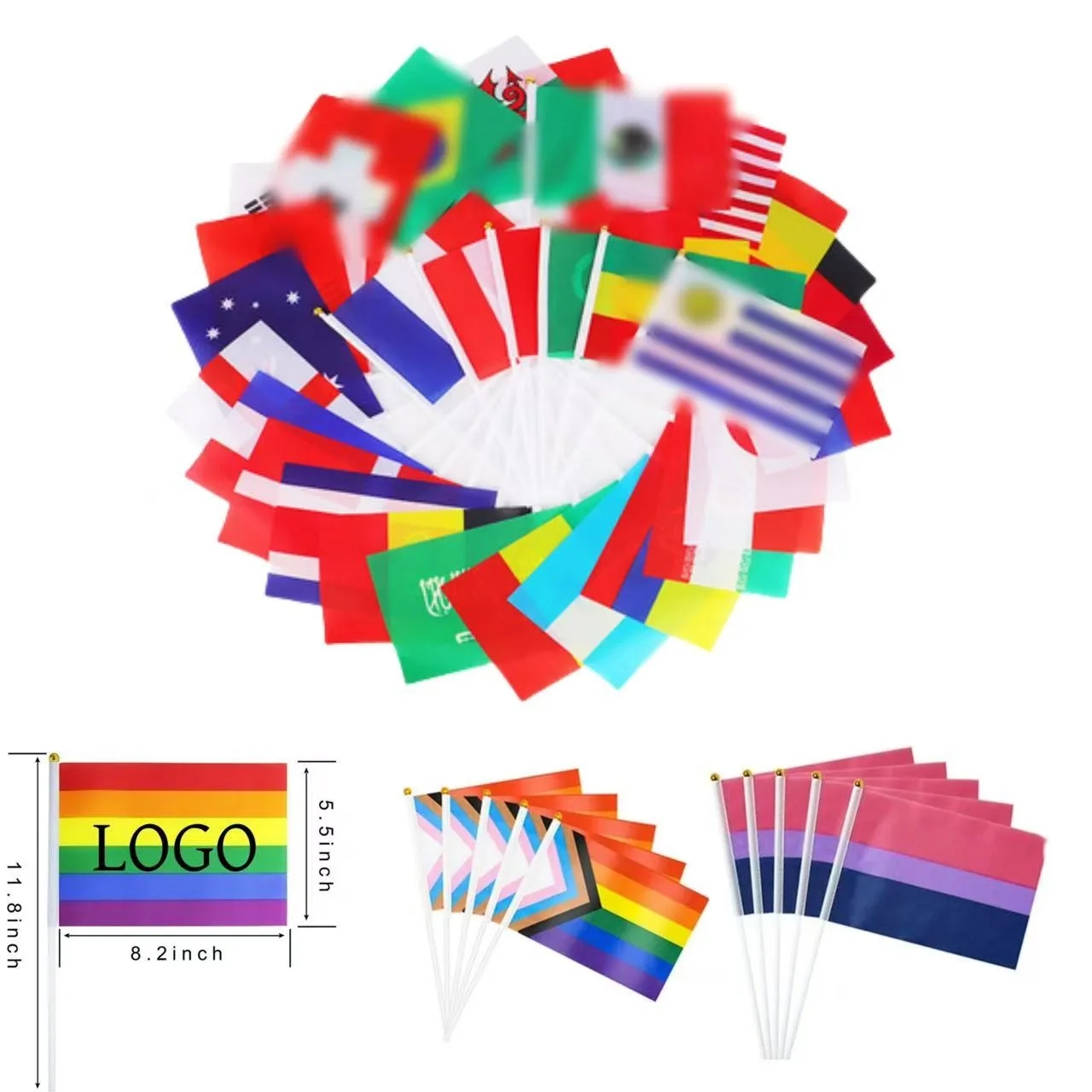 World Hand-Waved Flags With Poles 2