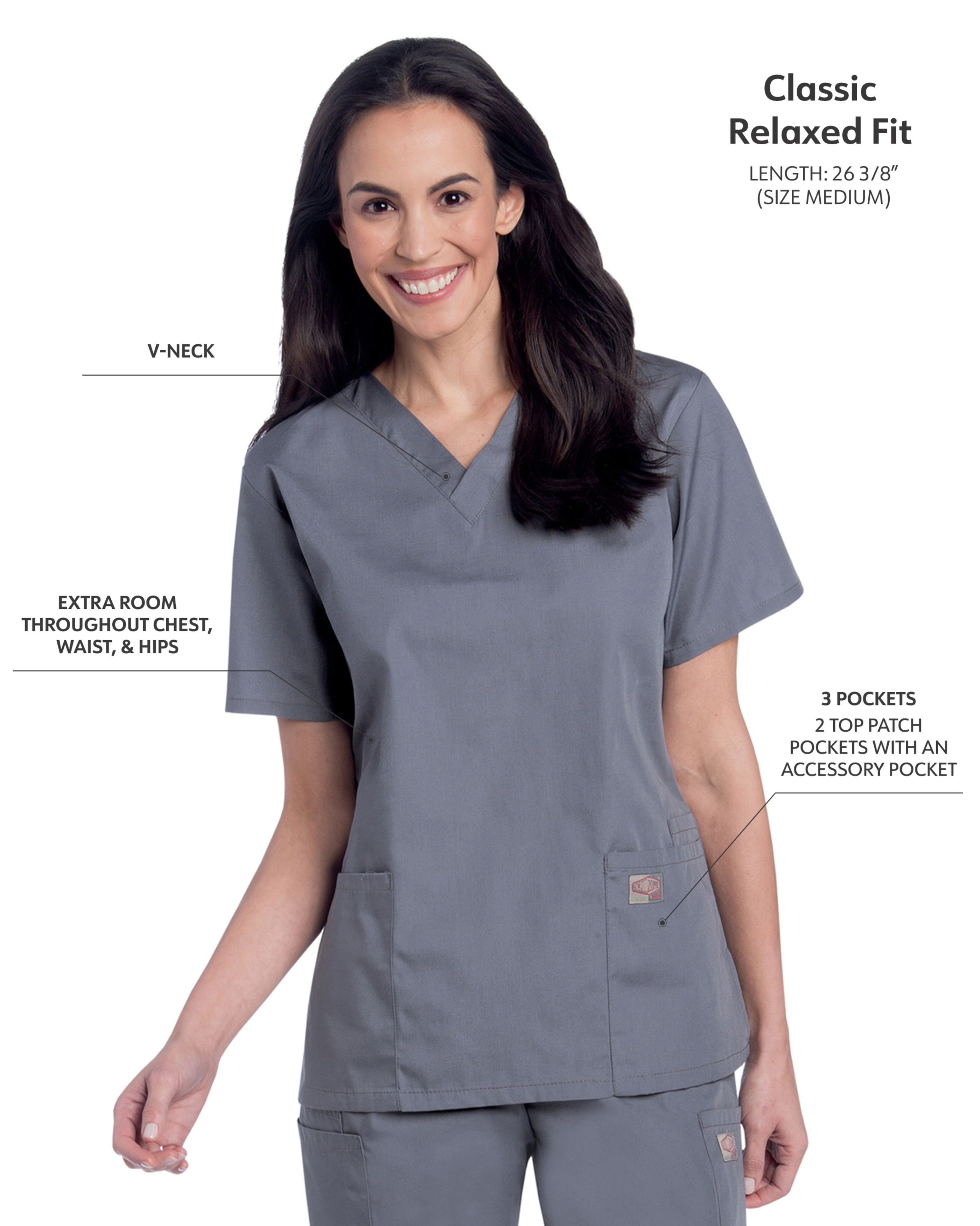 Landau - ScrubZone - Women's Three-Pocket Clean Back V-Neck Top 17