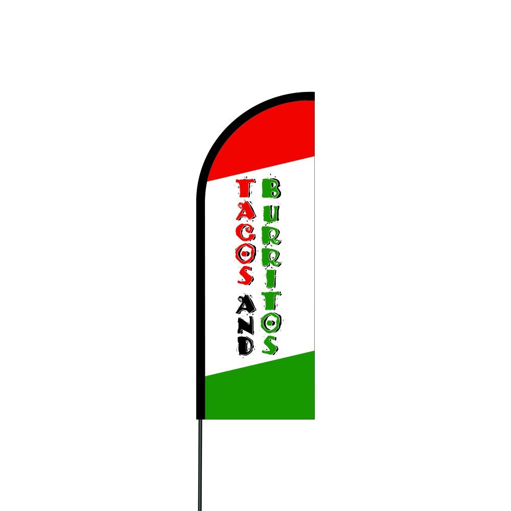 Tacos & Burritos Flag Kit 11' Feet Feather Flag Sign Outdoor Banner 2