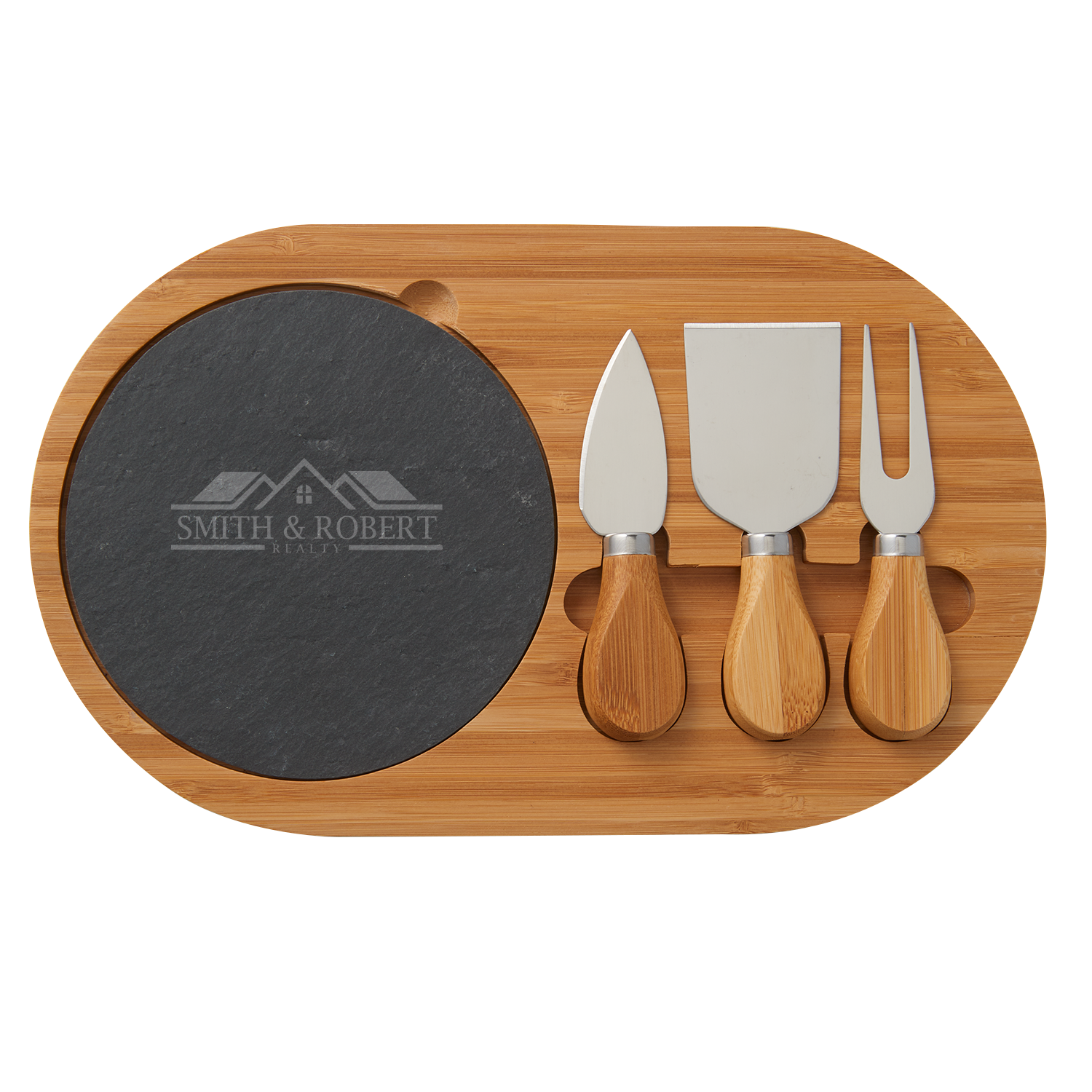 4-Piece Oval Slate Cheese Board Set 2