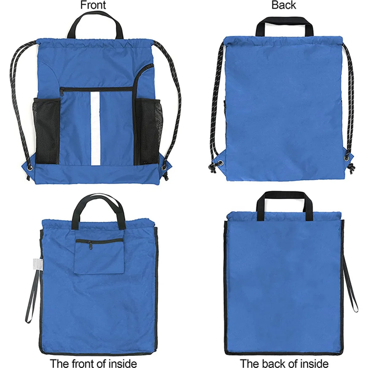 Drawstring Bag with Shoe Compartment and Water Bottle Holder 3