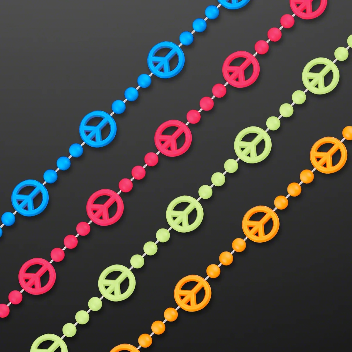 Peace Sign Bead Necklaces with White Medallion 4