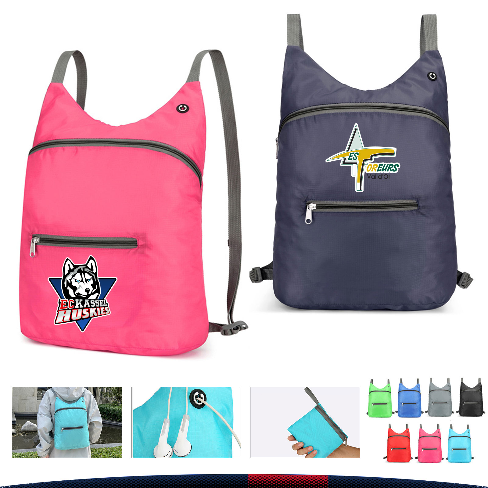 Gudre Folding Backpack, custom backpack with logo imprint 9