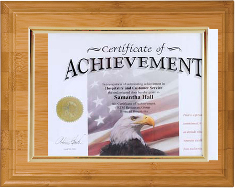 Slide In Certificate Plaque-Bamboo