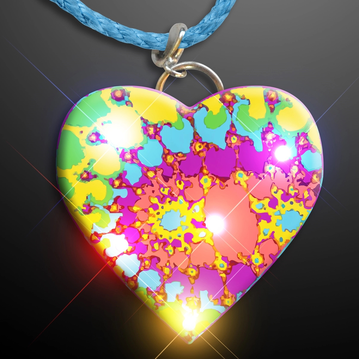Flashing Tie Dye Heart Necklace 1