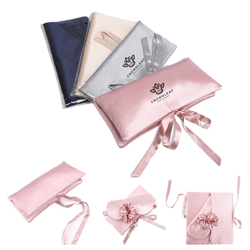 Ladies Packaging Fabric Gift Satin Envelope Dust Bag Pillow Eye Mask Scrunchie Set 3