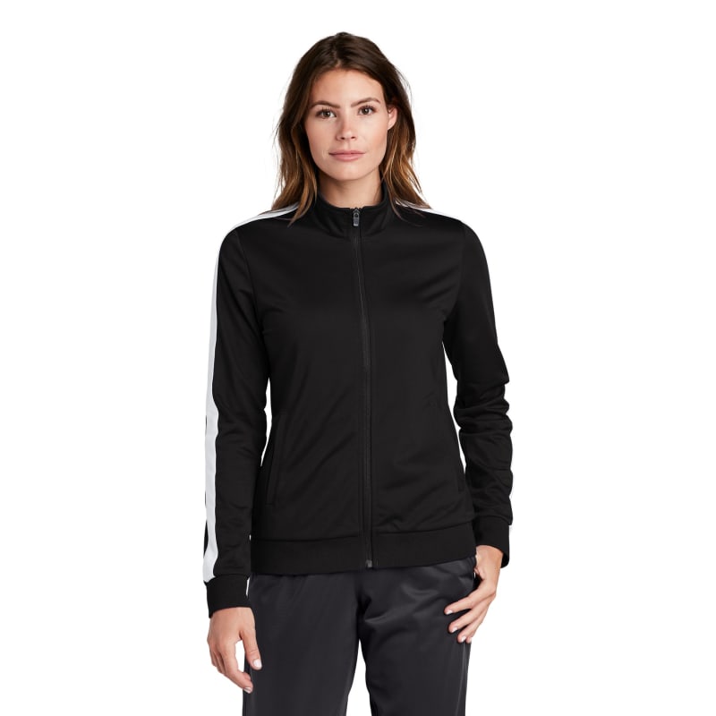 Sport-Tek Ladies Tricot Sleeve Stripe Track Jacket. 13