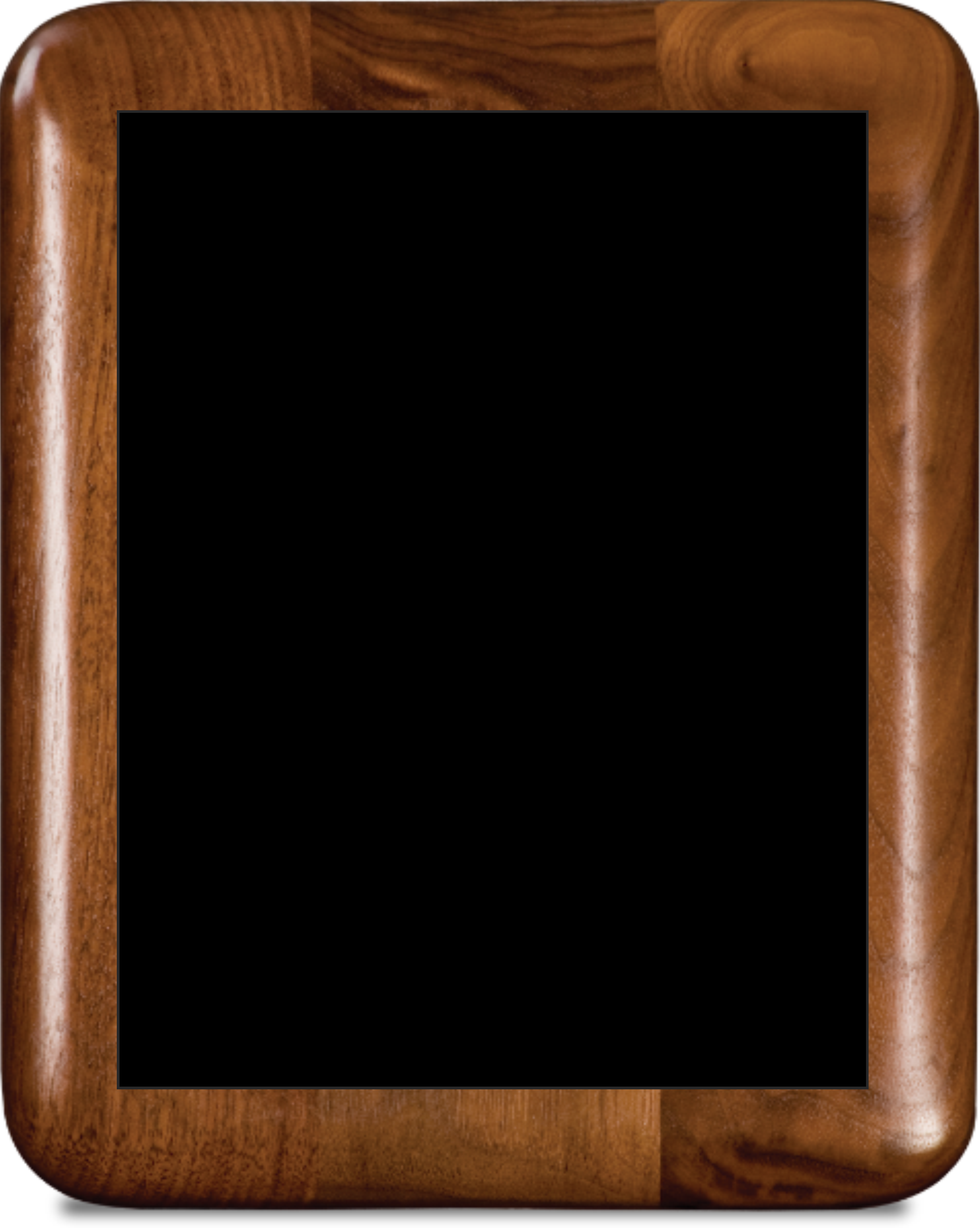Walnut Elliptical Edge Round Corner Plaque/w Single Plate 4