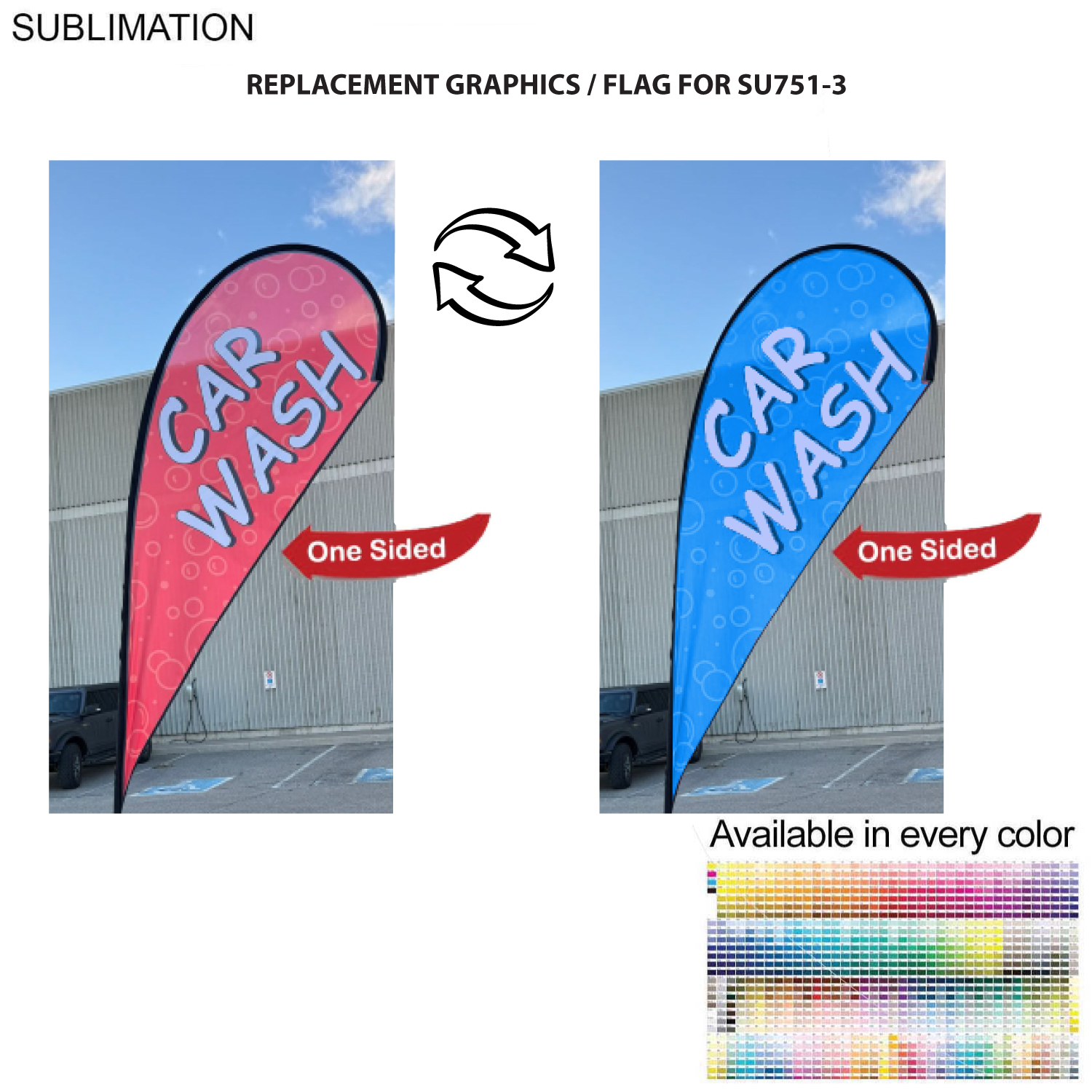 Replacement Flag for 12' Medium Tear Drop Flag Kit, Full Color Graphics One Side 2