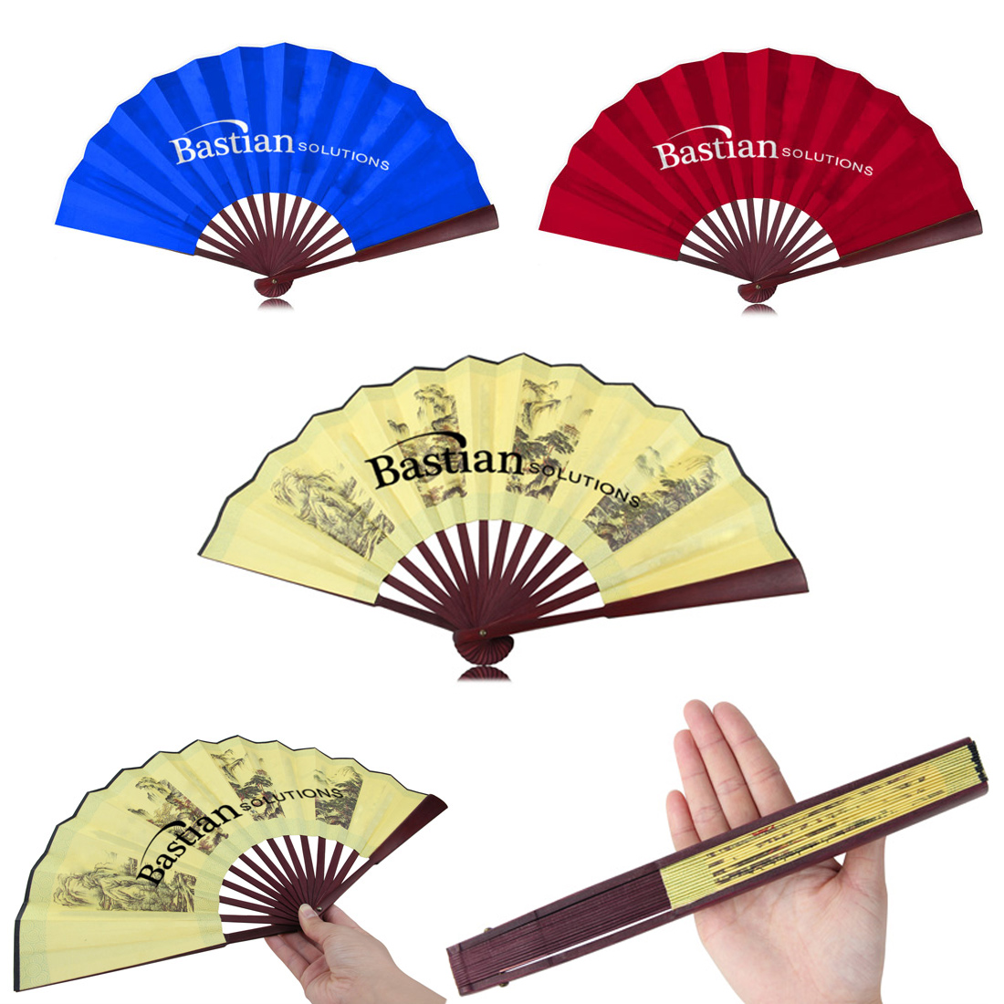 Traditional Bamboo Hand Fan - Premium Silky Fabric 2