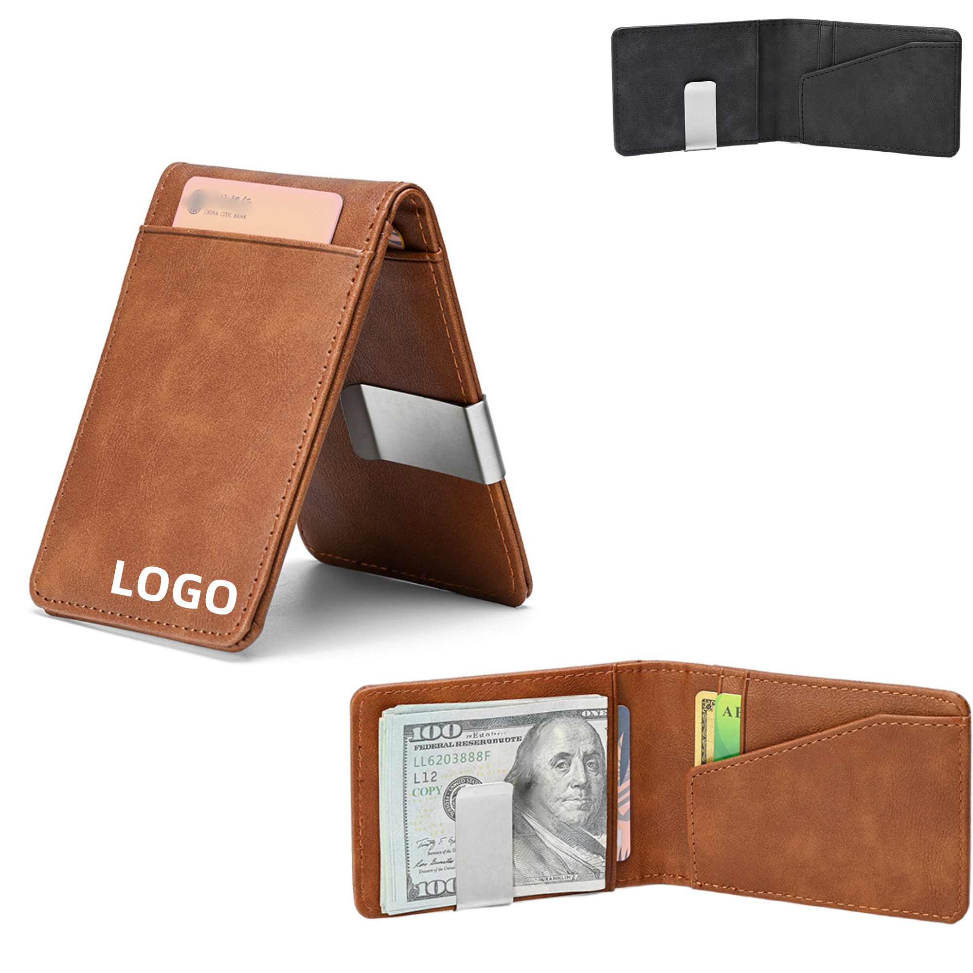 Men's Slim Bifold Wallet Card HolderWith Money Clip