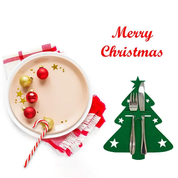 Felt Christmas Tree Cutlery Cover 2