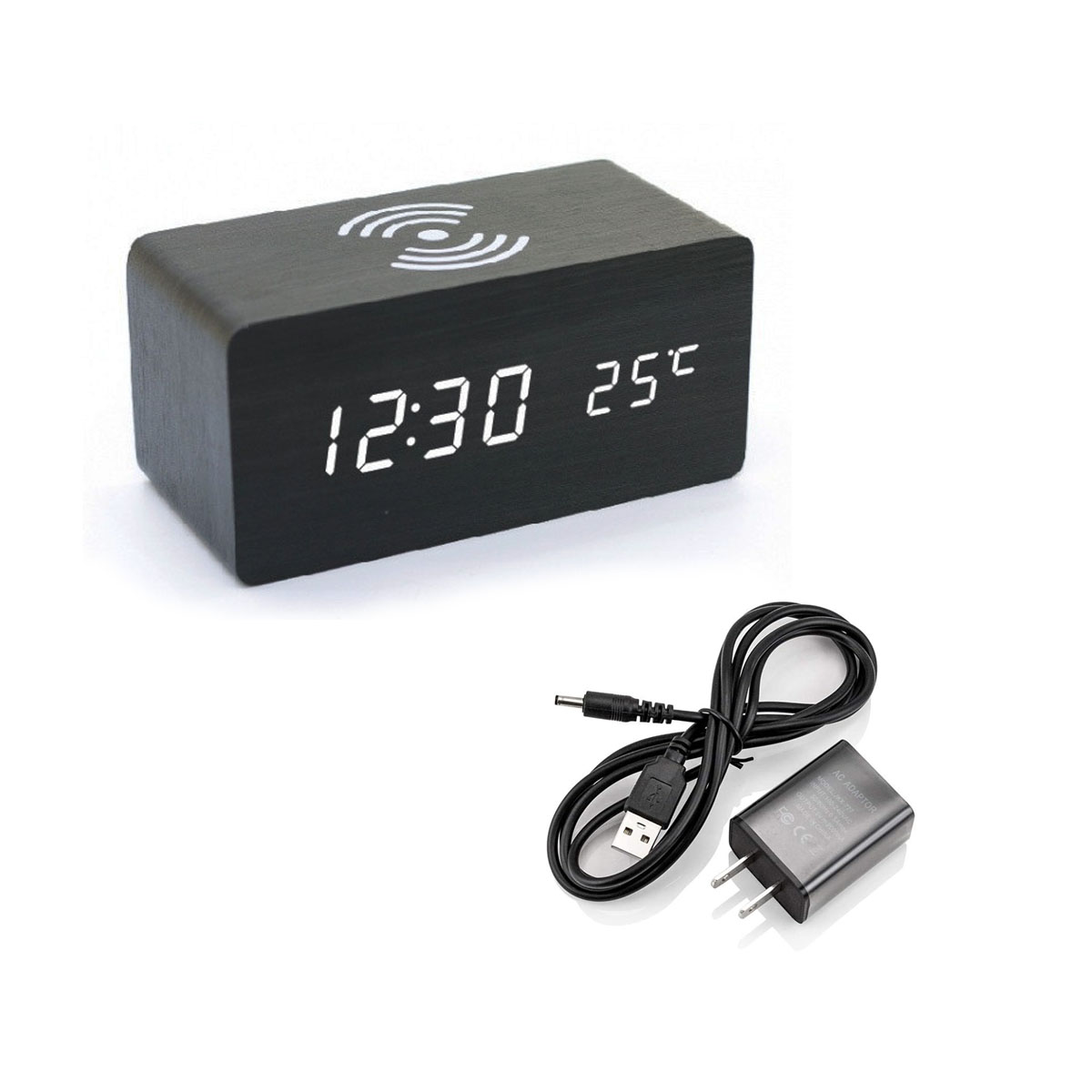 Wood LED QI Wireless Sound Control Clock 4