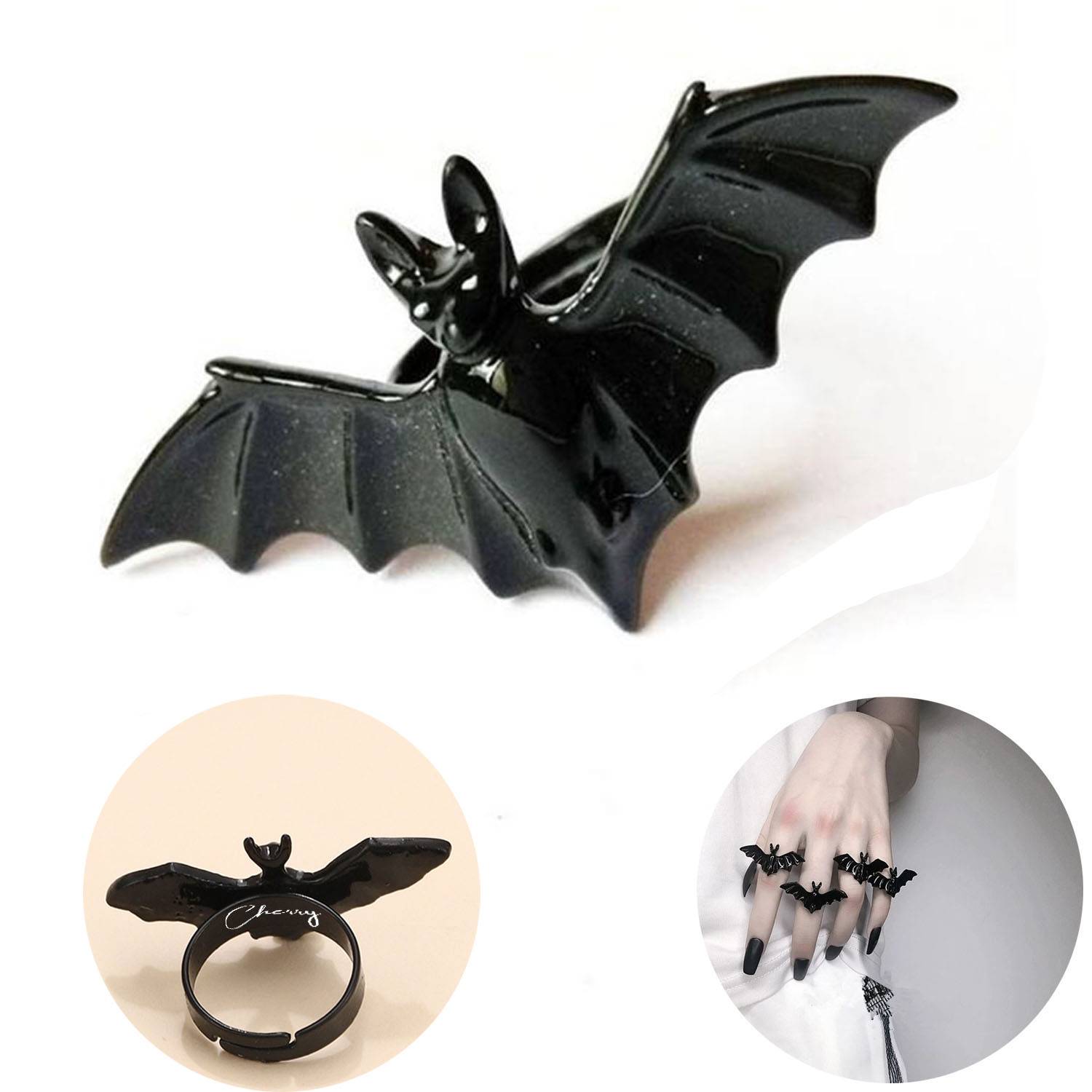 Halloween Personality Gothic Bat Ring 3