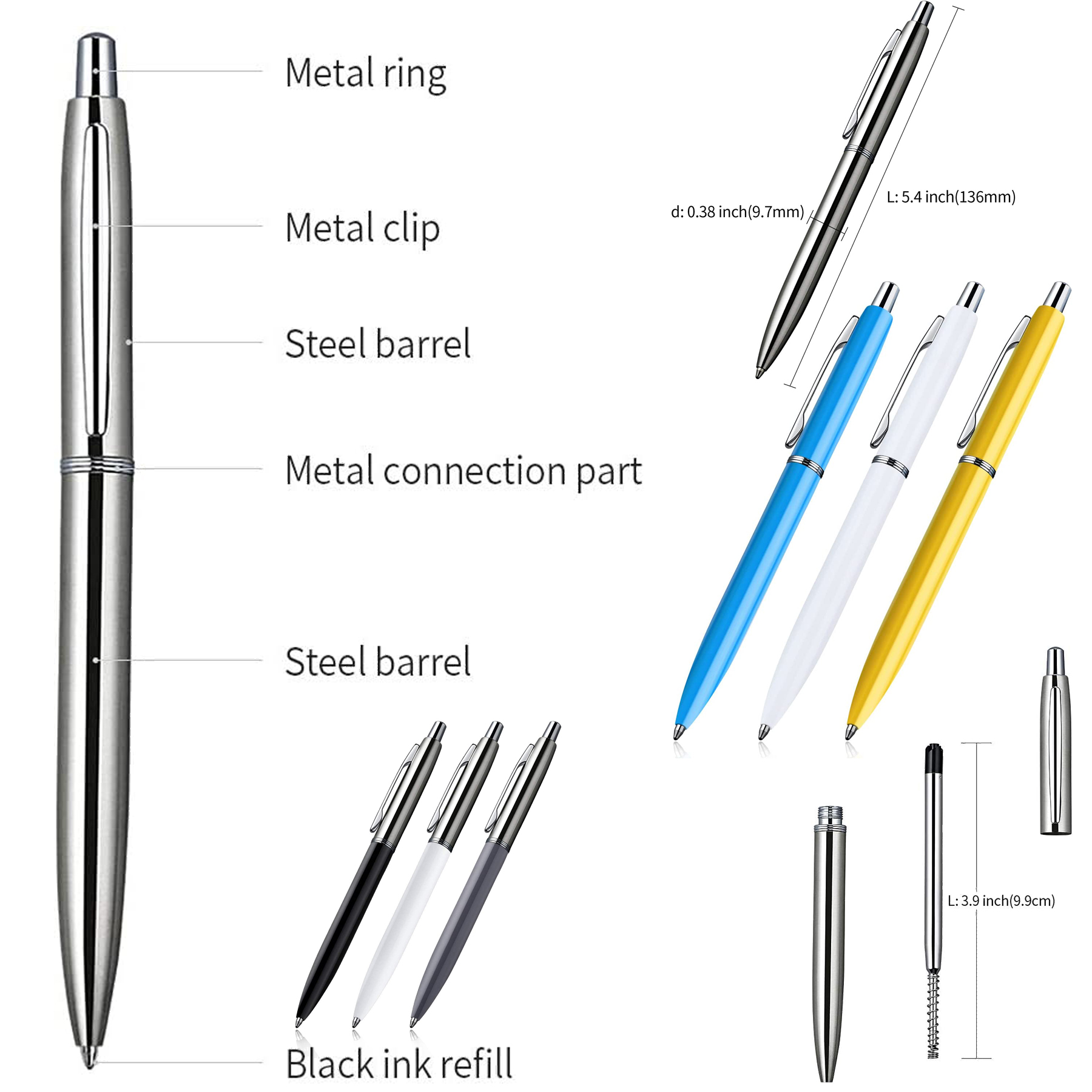 Retractable Metal Ballpoint Pen