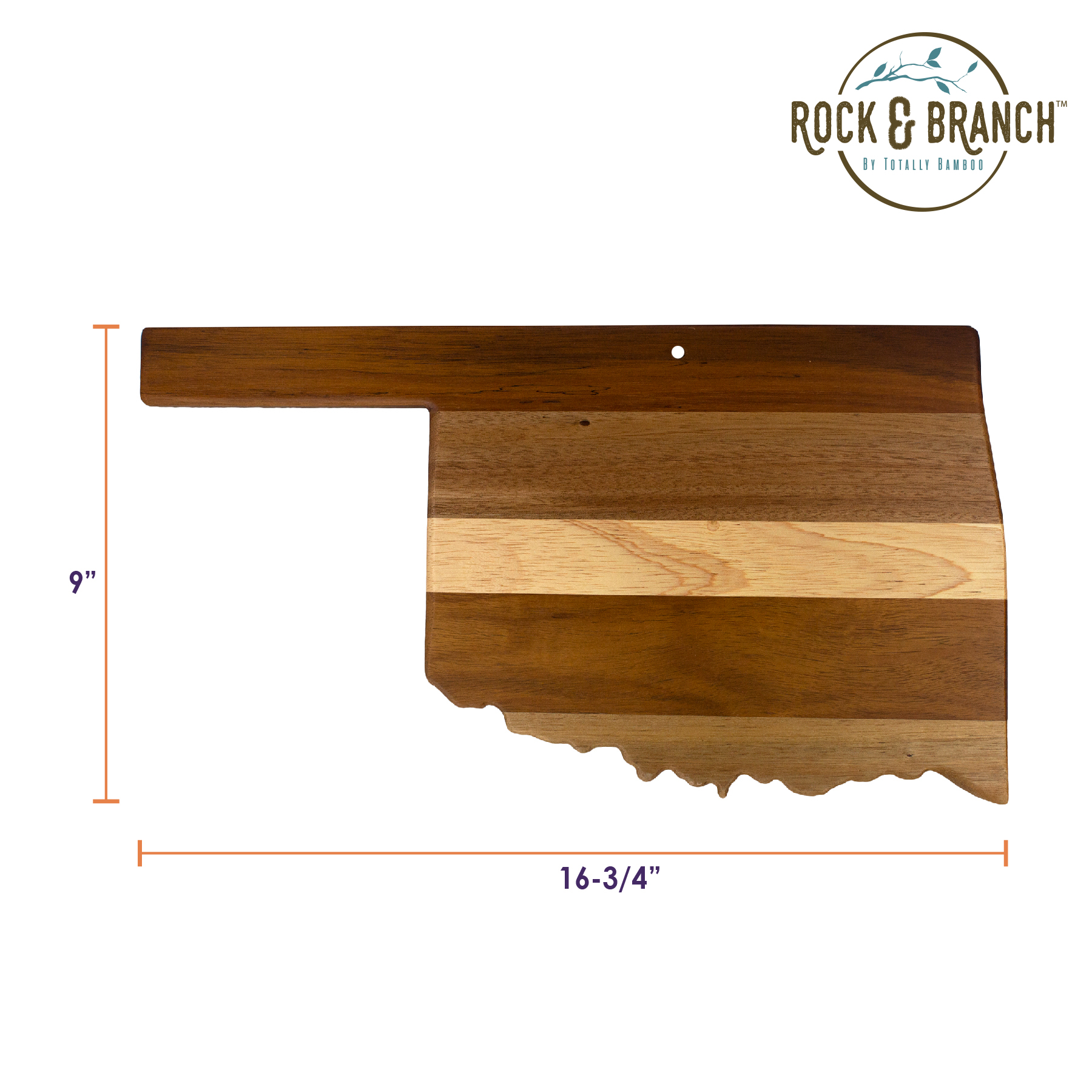 Rock & Branch® Shiplap Series Oklahoma State Shaped Wood Serving and Cutting Board 7