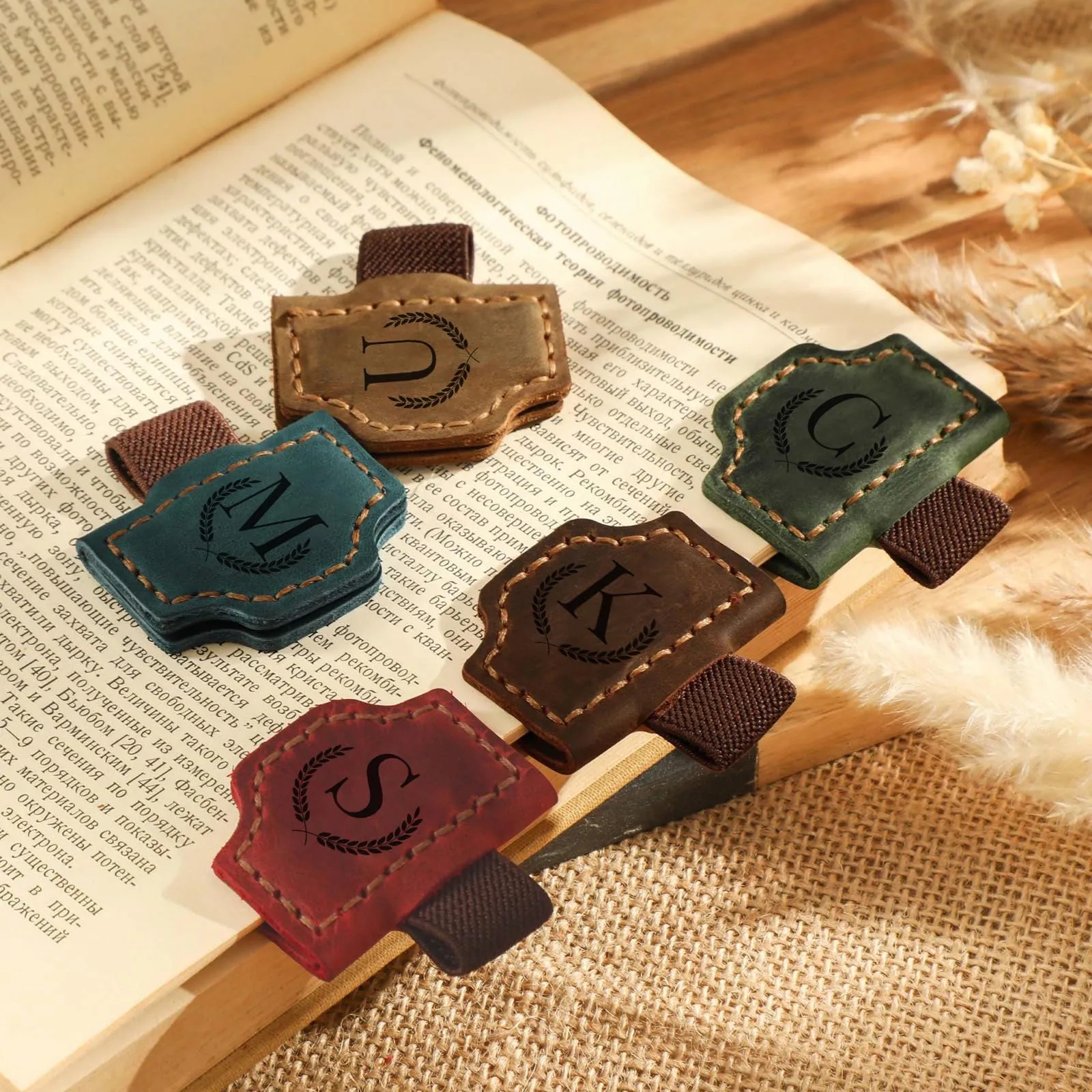 Magnetic Leather Bookmark with Pen Holder 11