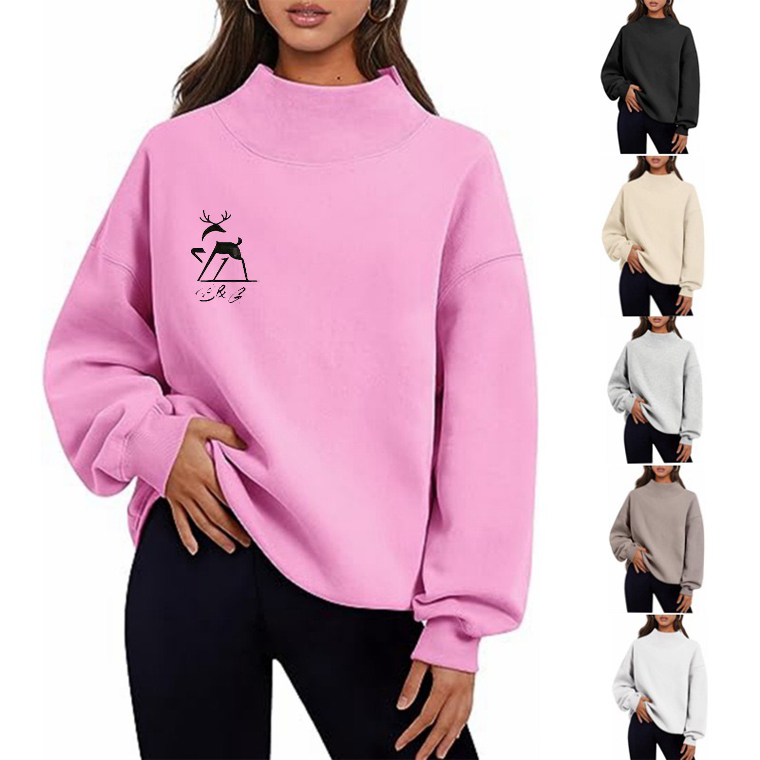 Womens Oversized Sweatshirts Turtleneck Pullover Long Sleeve