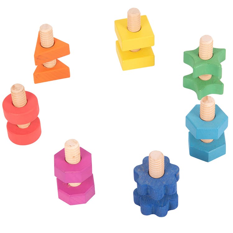 Wooden Nuts & Bolts Playset - 14 Pieces Rainbow 2