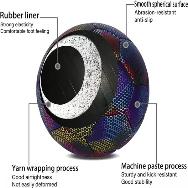 Standard Size 5 Reflective Holographic Luminous Soccer Ball 1