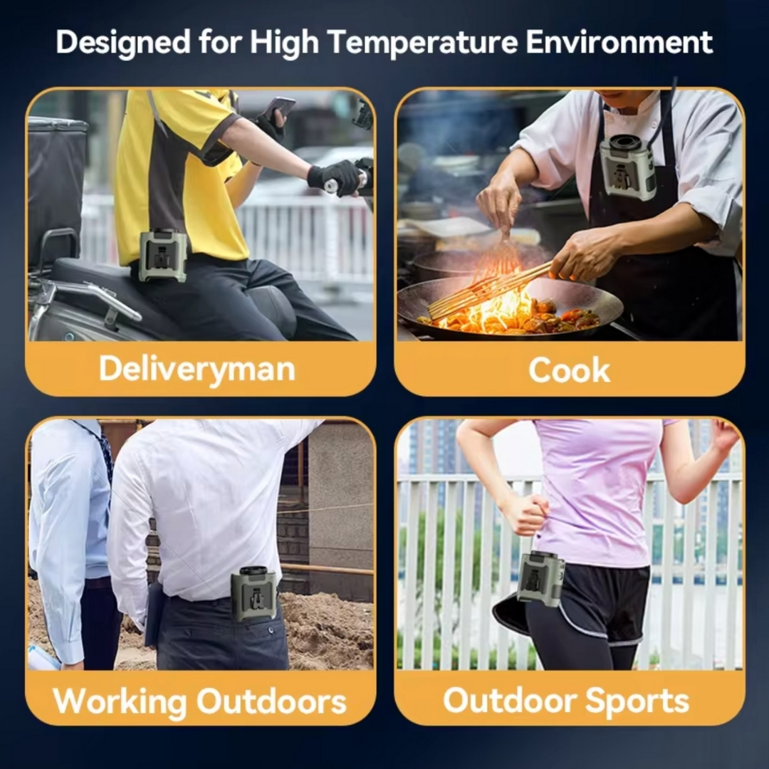 BreezeMax 3-in-1: Waist-Mounted Fan, Flashlight & Power Bank 4