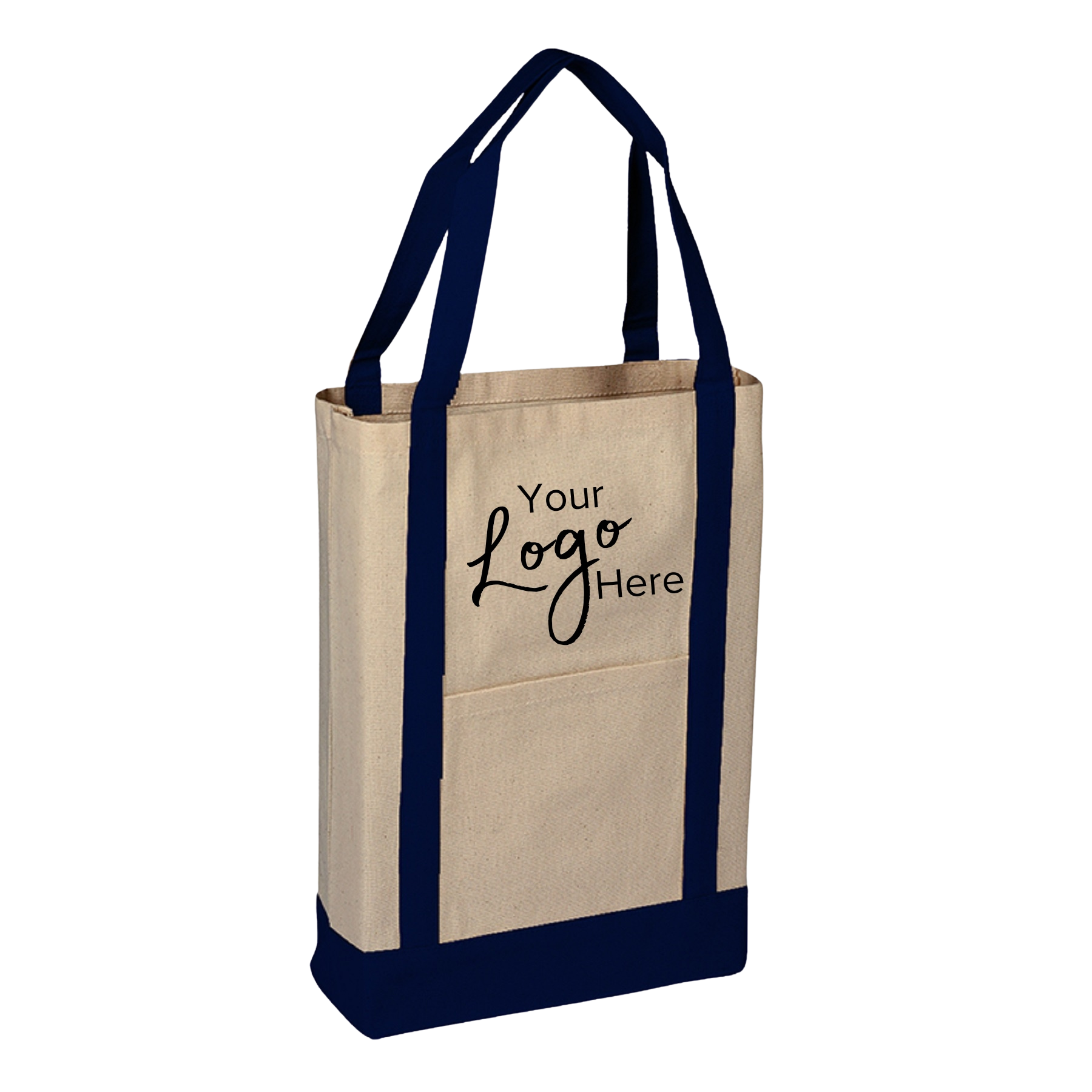 Two-Tone Canvas Deluxe Tote 14"W x 16"H x 4" Gusset Bag, custom tote bag with logo imprint 1